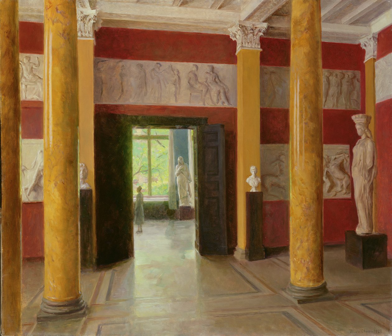 La sala delle colonne nella parte antica della Kunsthalle di Amburgo, 1928 da Julius August Friedrich Theodor von Ehren