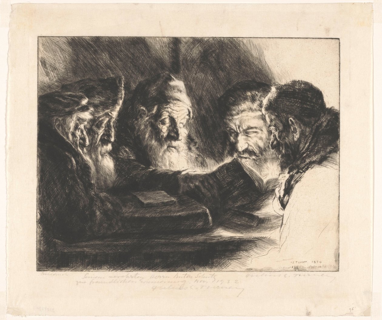 Cinque uomini ebrei che leggono da Julius C. Turner (signed by artist)
