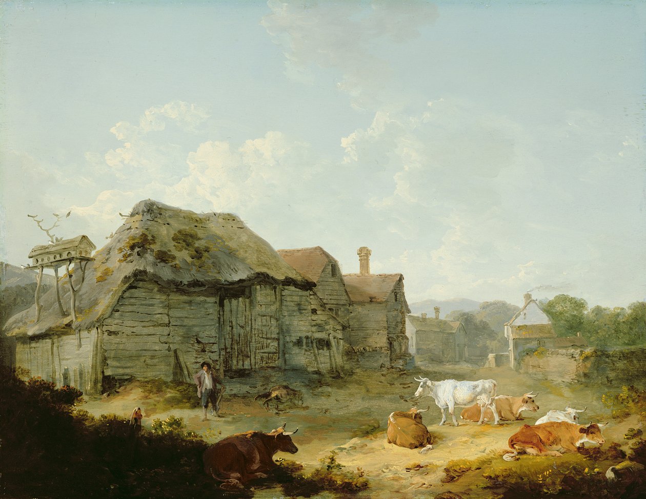 Un cortile di fattoria, Otford, Kent da Julius Caesar Ibbetson