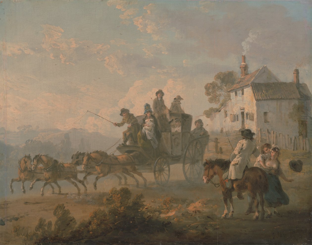Una diligenza su una strada di campagna da Julius Caesar Ibbetson