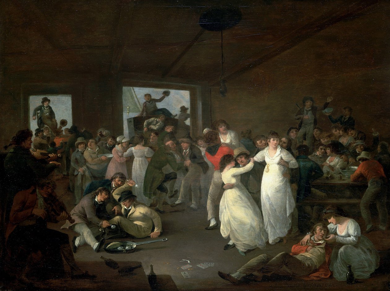 Banchetto di marinai, scena in una taverna a Portsmouth (Inghilterra) da Julius Caesar Ibbetson