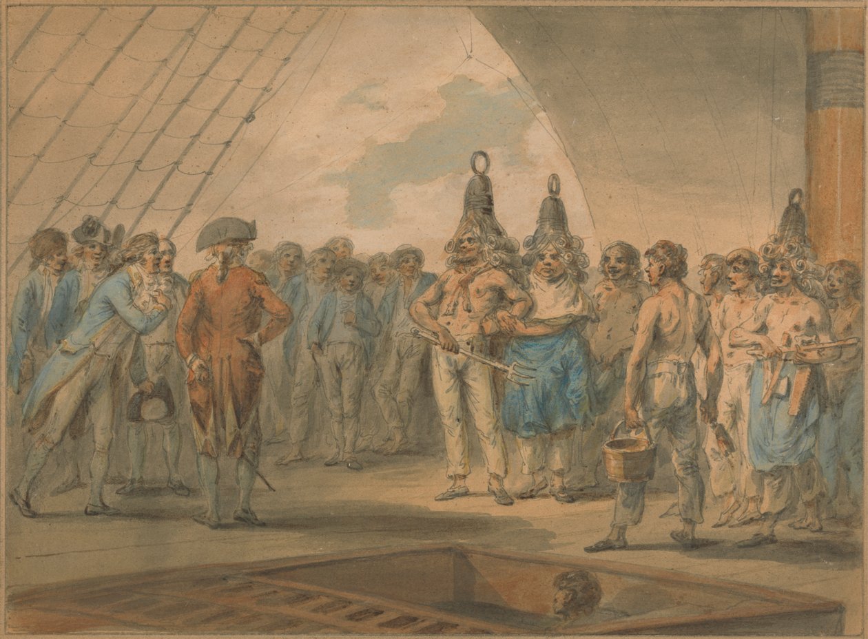 Cerimonia del passaggio della linea a bordo della nave, "Vestal" da Julius Caesar Ibbetson