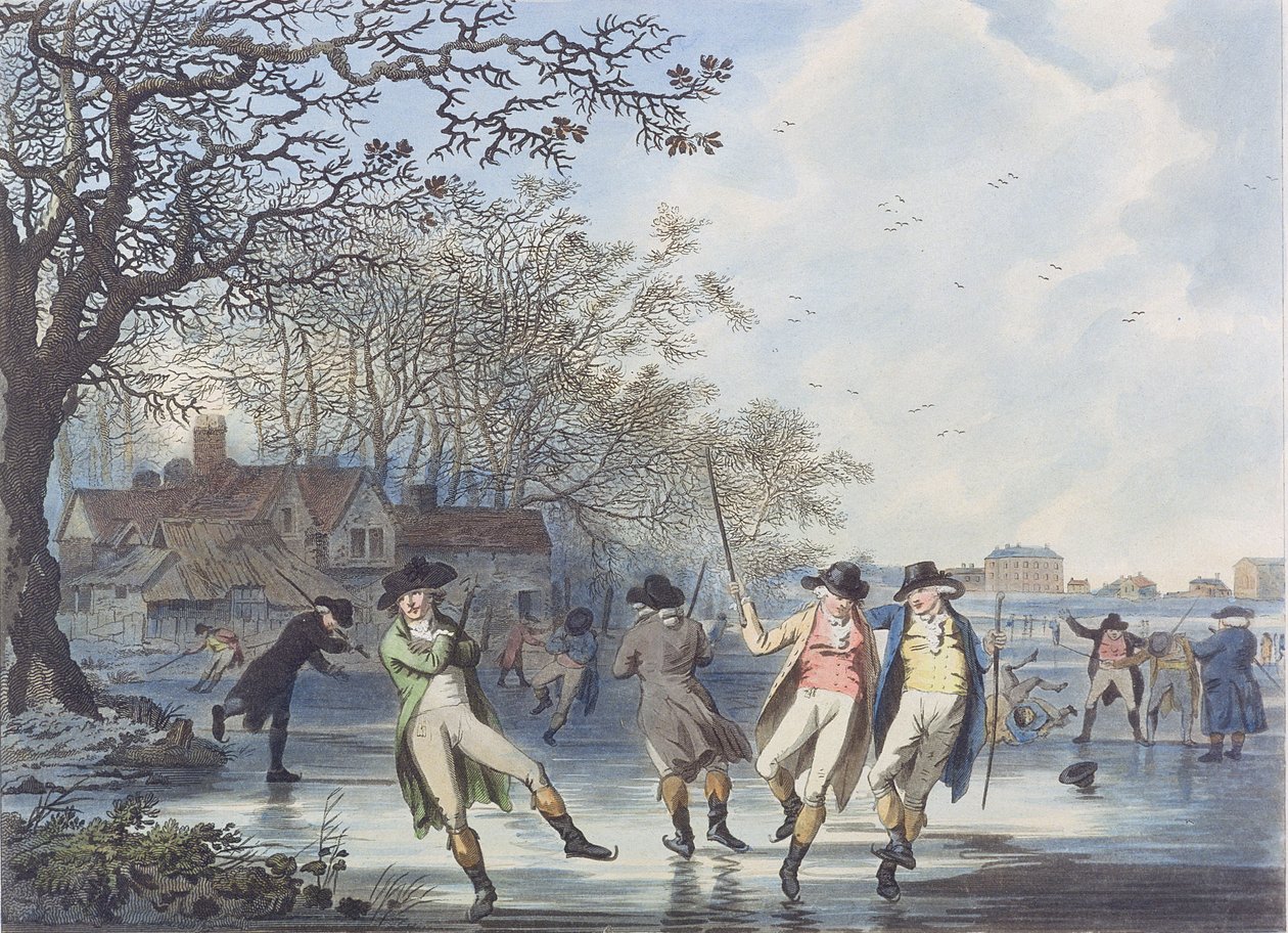 Divertimento invernale: una veduta di Hyde Park dalla casa con fossato, 1787 da Julius Caesar Ibbetson