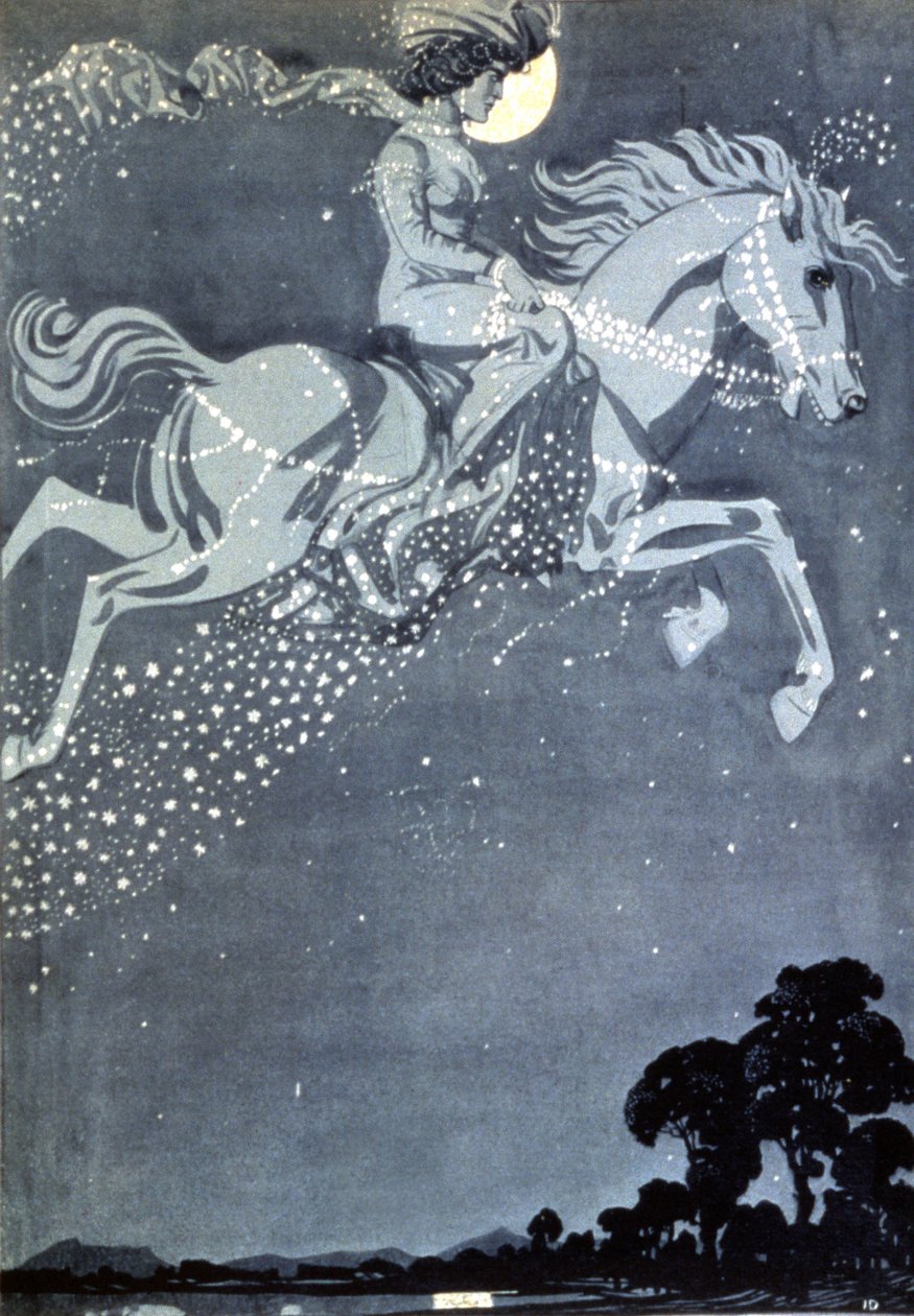 Il passeggiatore notturno, fine del XIX secolo (illustrazione) da Julius Diez