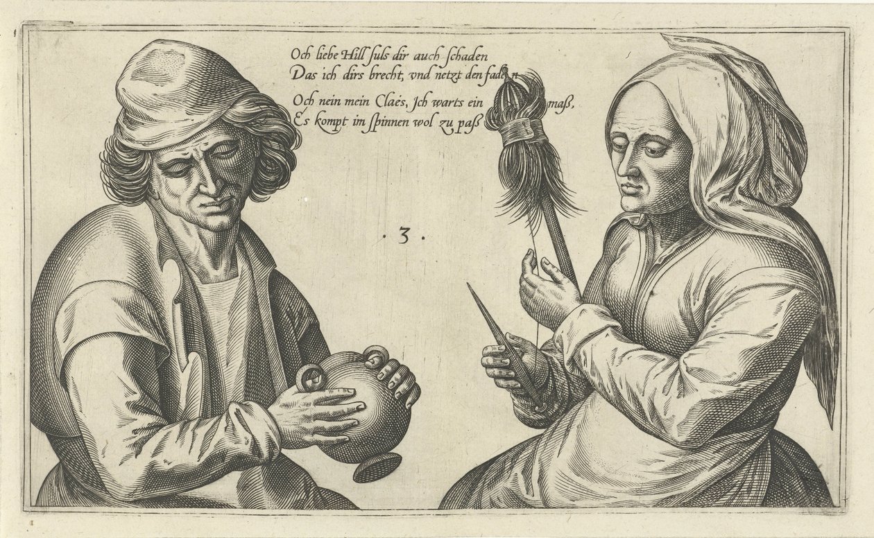 Donna che fila con il marito Woordspelingen over de relatie tussen man en vrouw (serie) da Julius Goltzius