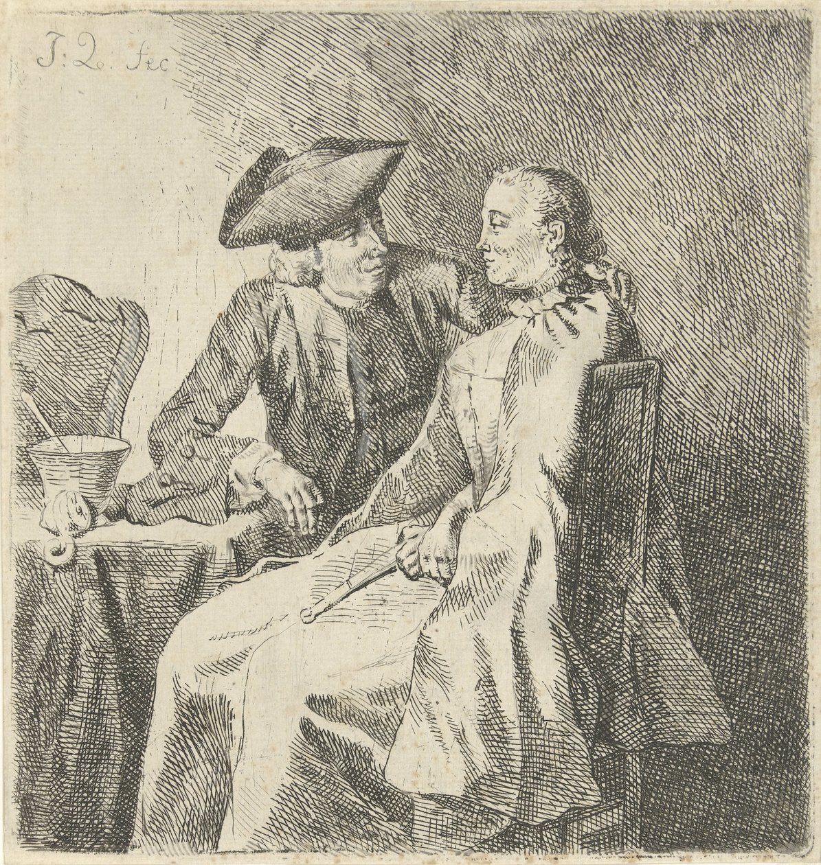 Uomo e donna a un tavolo da Julius Henricus Quinkhard