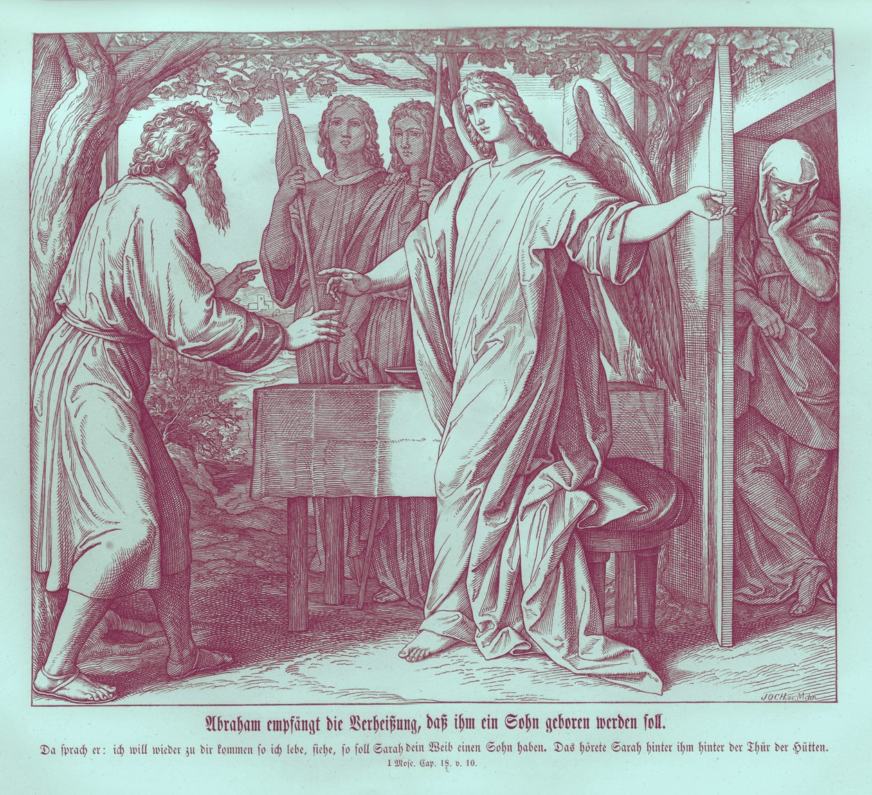 Abramo sente che Sara avrà un figlio, Genesi da Julius Schnorr von Carolsfeld