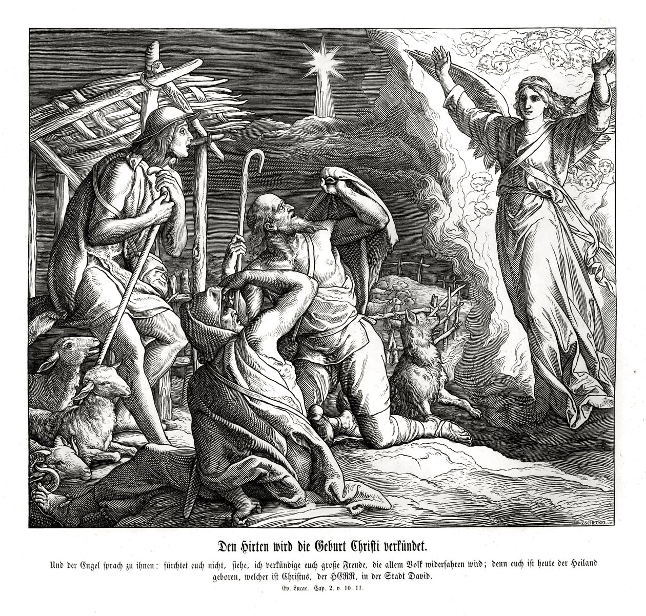 Un angelo appare ai pastori, Vangelo di Luca da Julius Schnorr von Carolsfeld