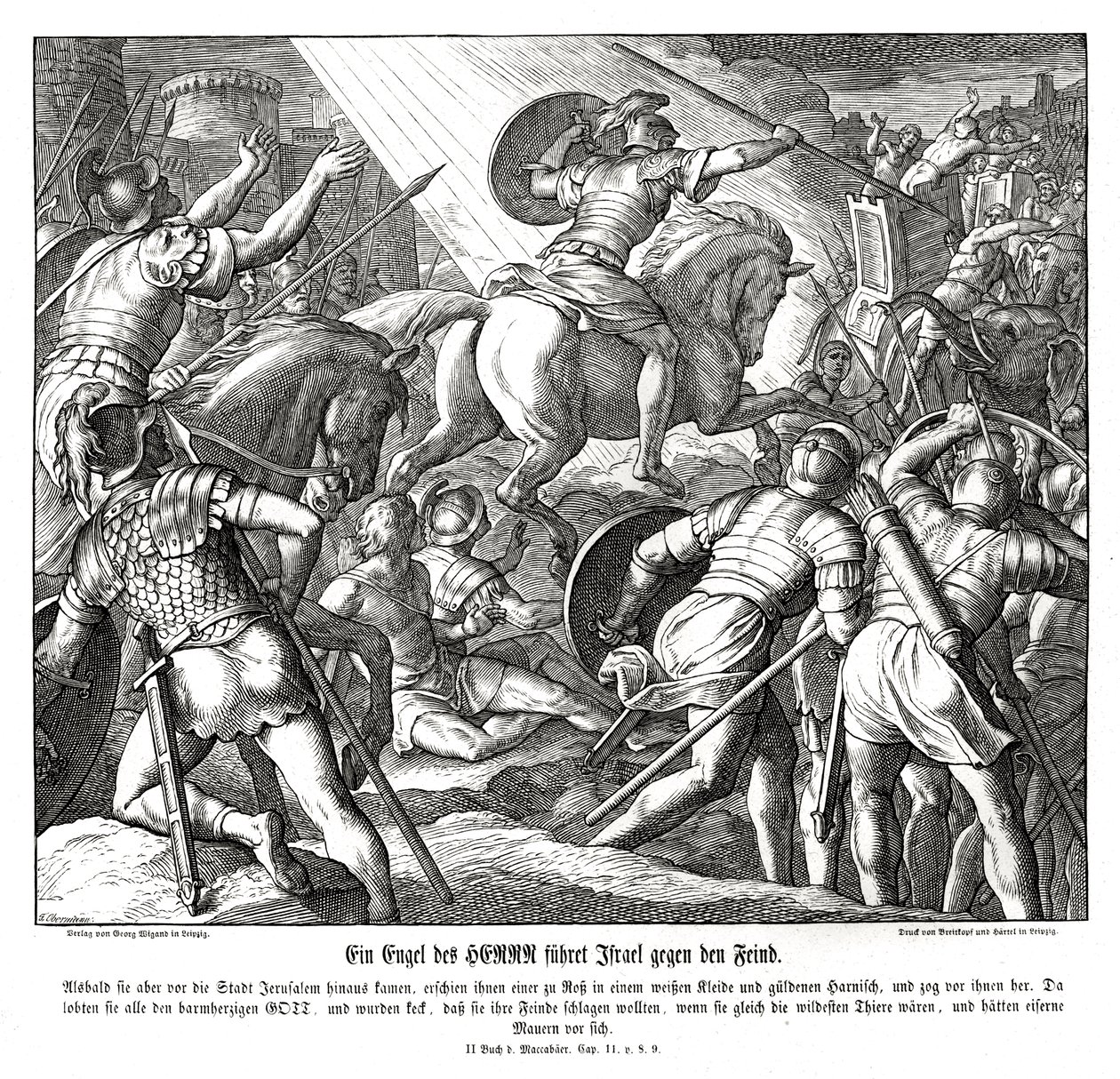 Un angelo guida gli Israeliti, 2 Maccabei da Julius Schnorr von Carolsfeld