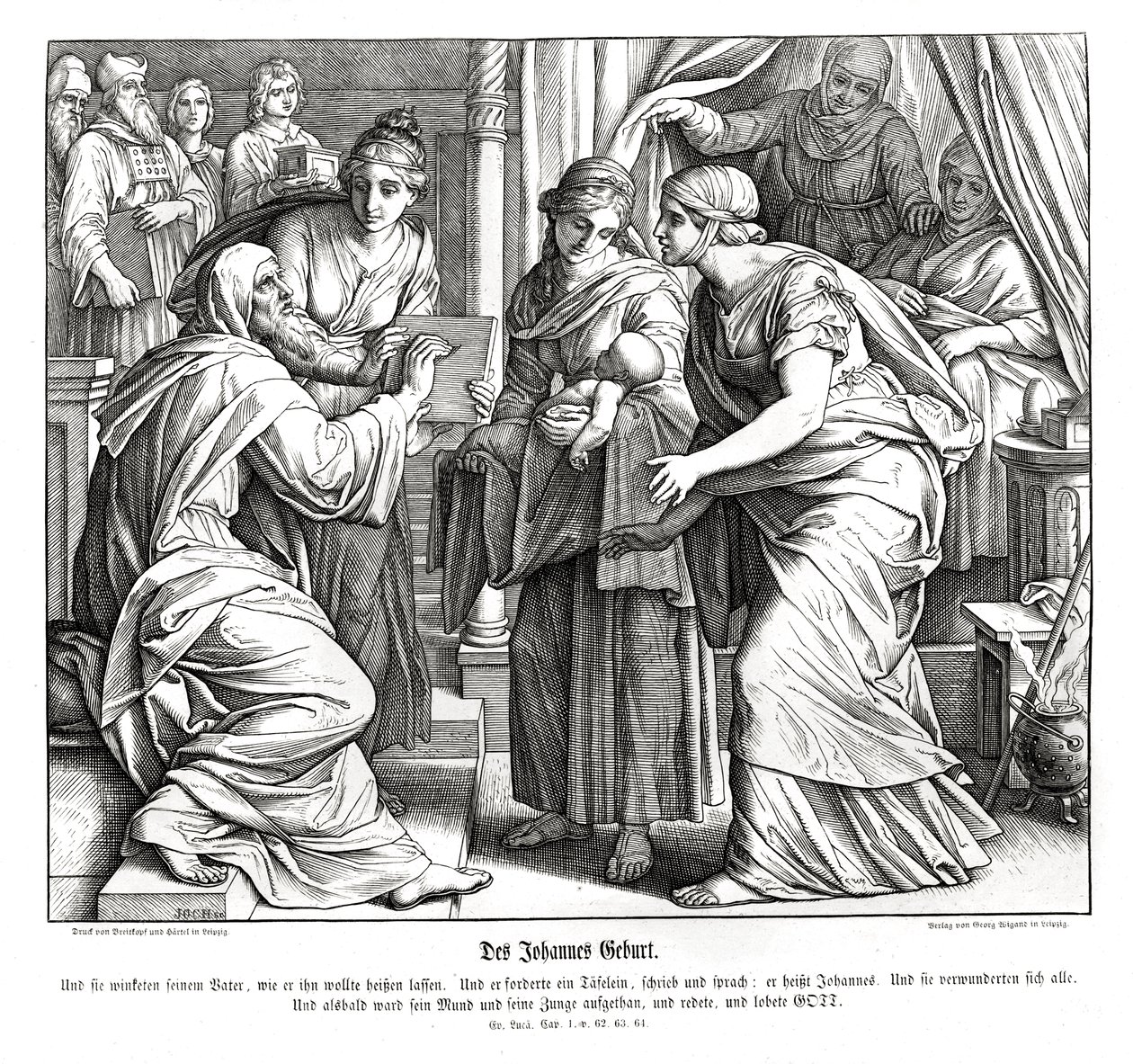 La nascita di Giovanni, Vangelo di Luca da Julius Schnorr von Carolsfeld