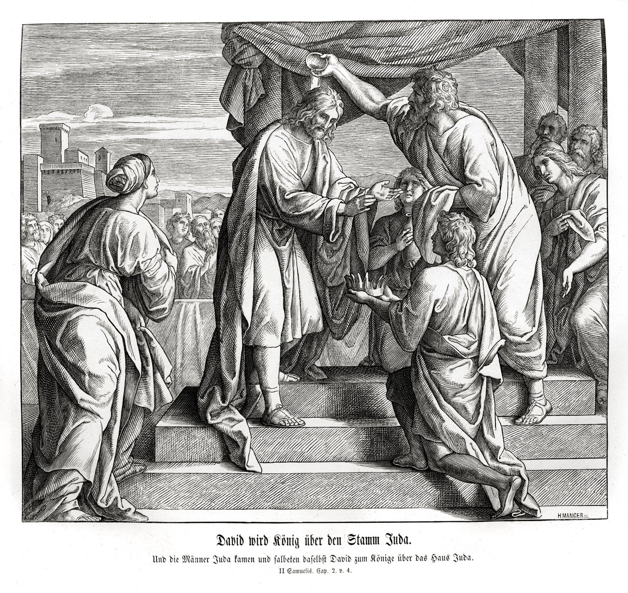 Davide diventa re di Giuda, 2 Samuele da Julius Schnorr von Carolsfeld