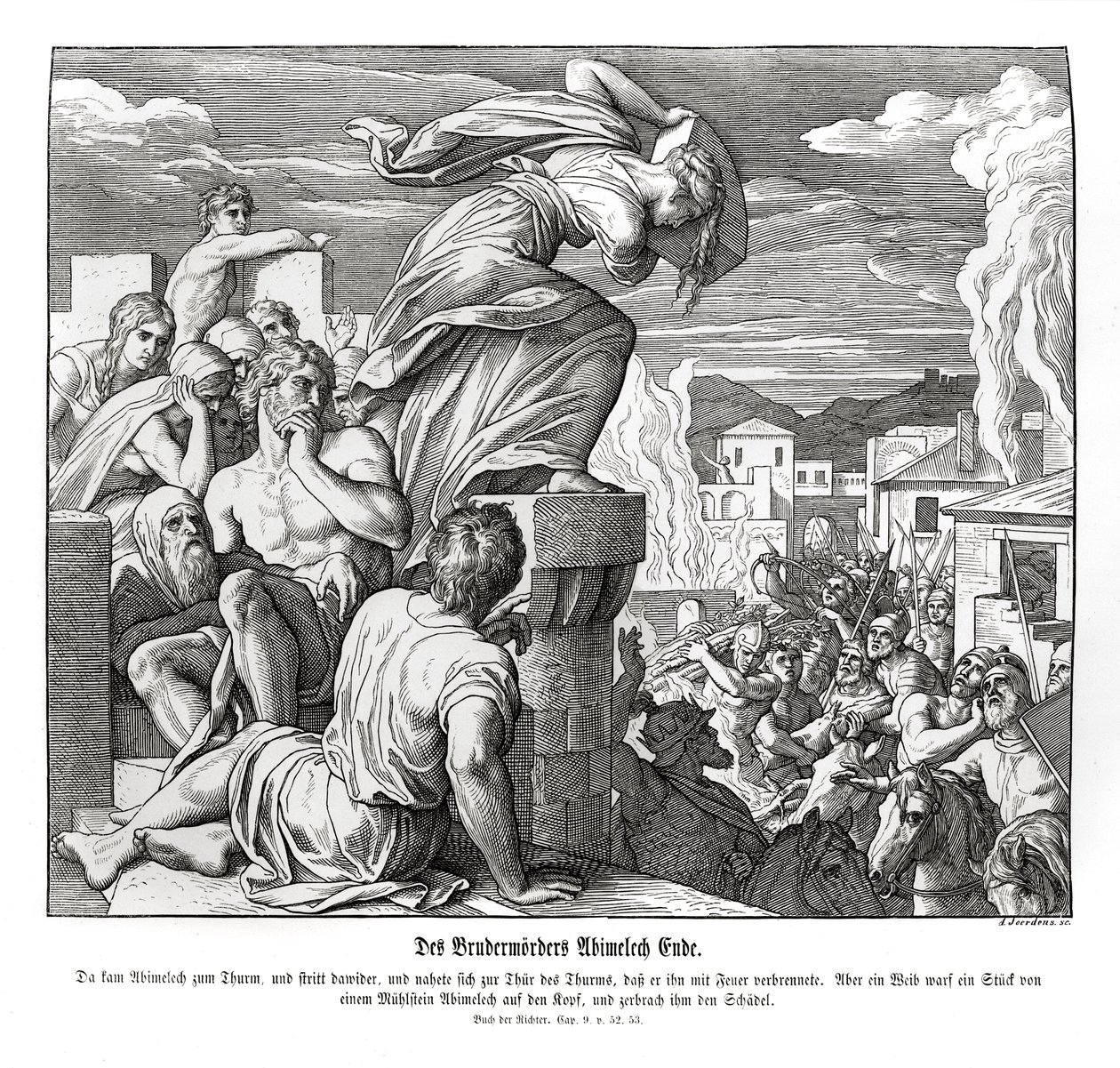 La morte di Abimelech, Giudici da Julius Schnorr von Carolsfeld