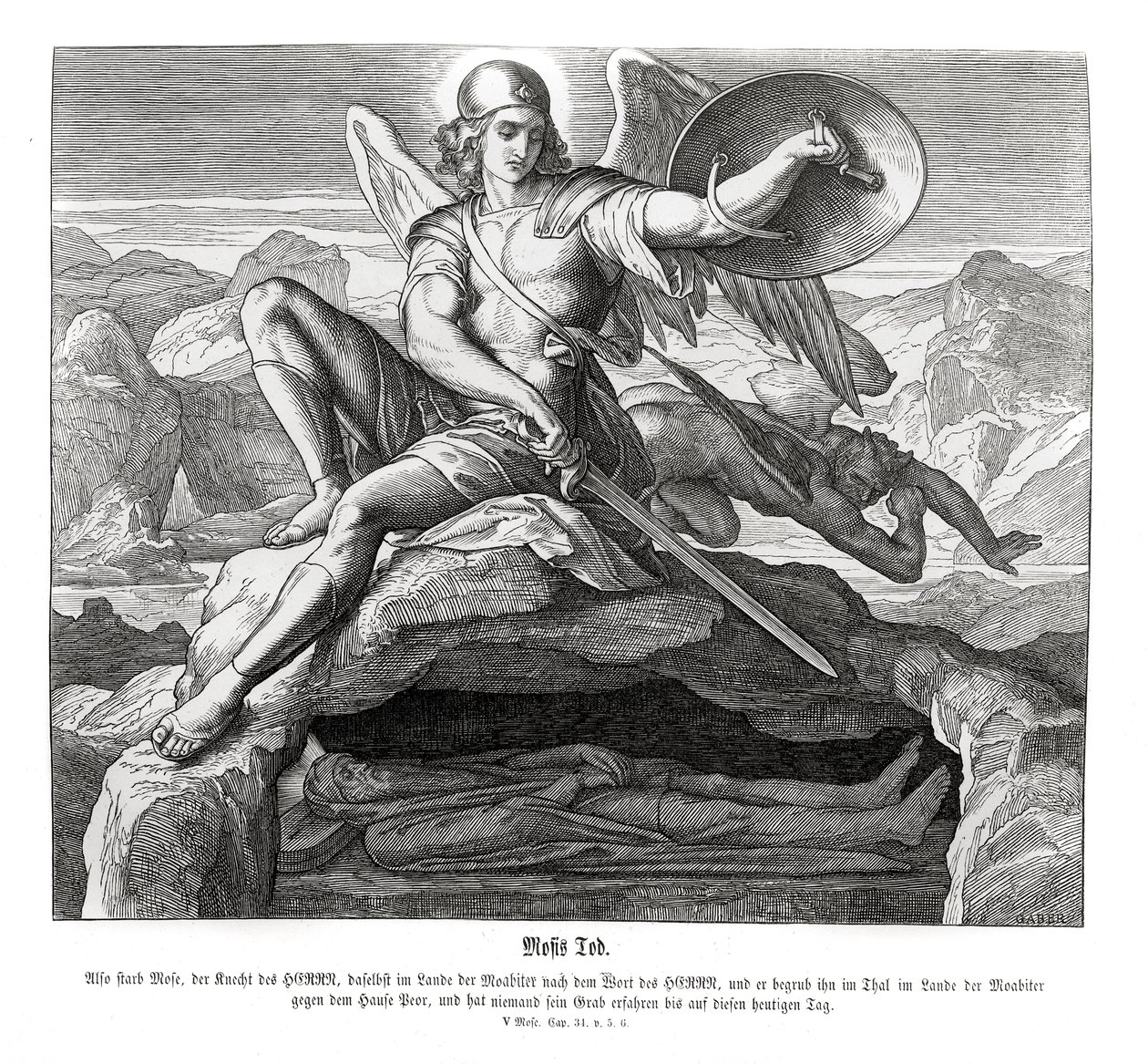 Morte di Mosè, Deuteronomio da Julius Schnorr von Carolsfeld