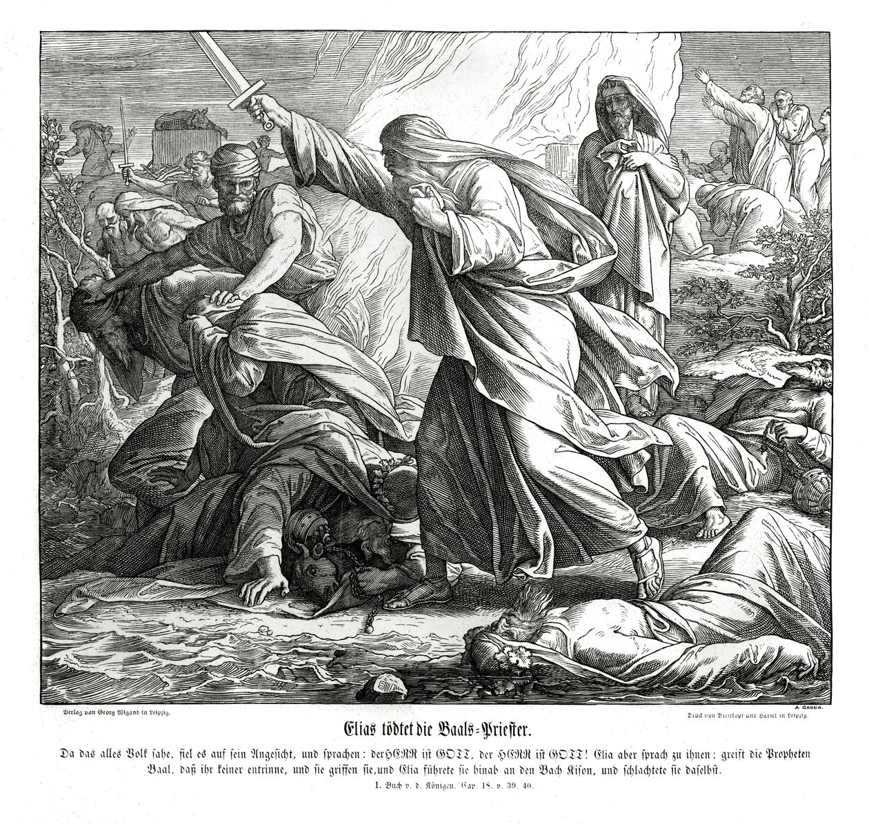 Elia uccide i profeti di Baal da Julius Schnorr von Carolsfeld