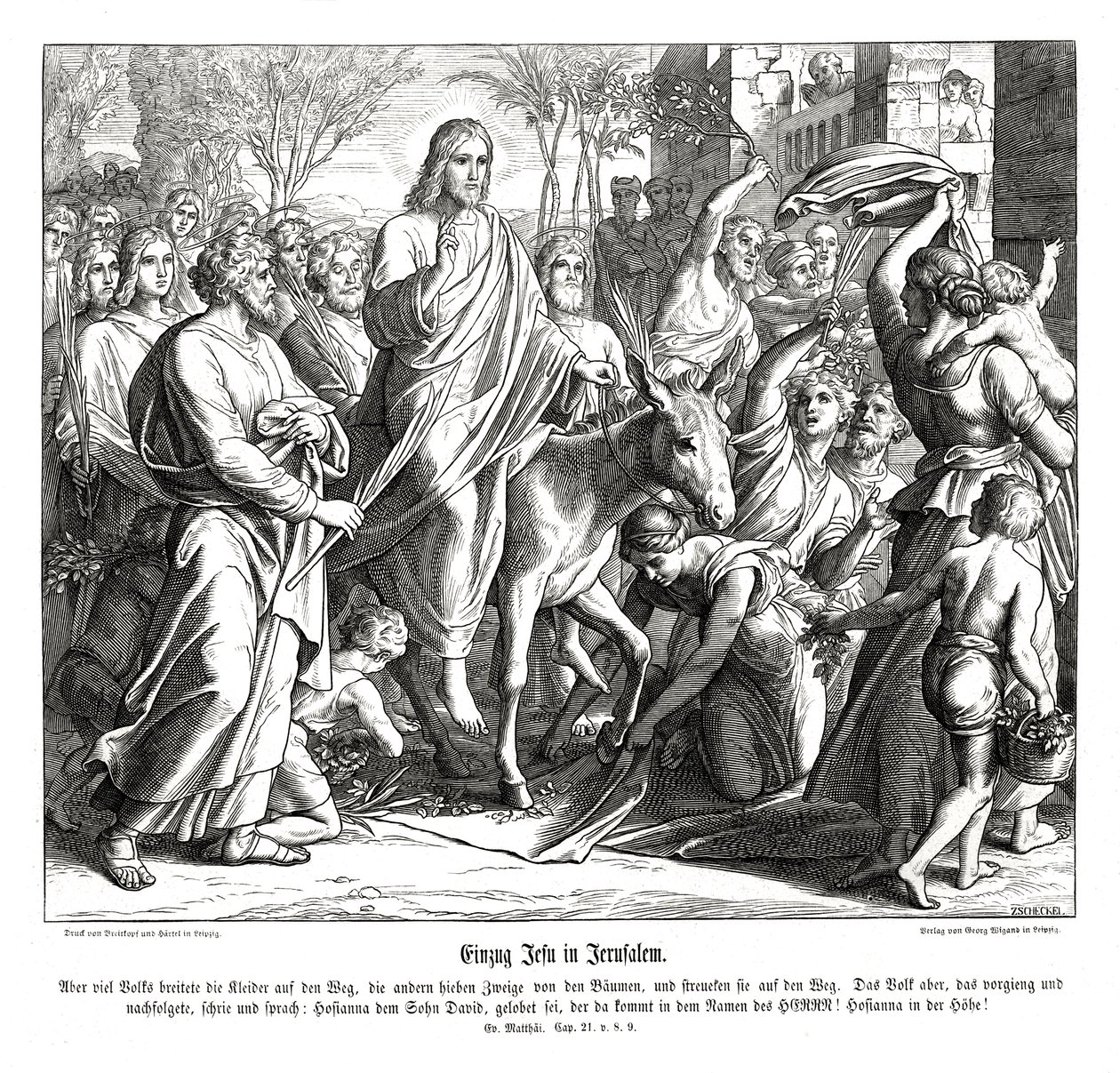 Ingresso di Gesù a Gerusalemme, Vangelo di Matteo da Julius Schnorr von Carolsfeld