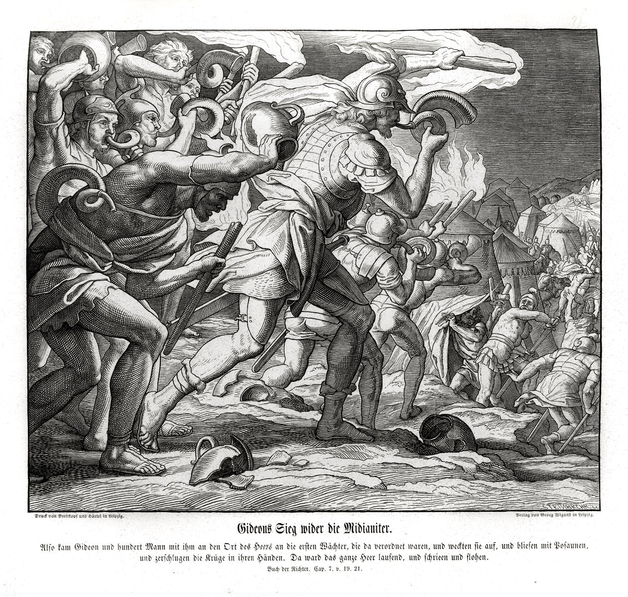 La vittoria di Gedeone contro i Madianiti, Giudici da Julius Schnorr von Carolsfeld