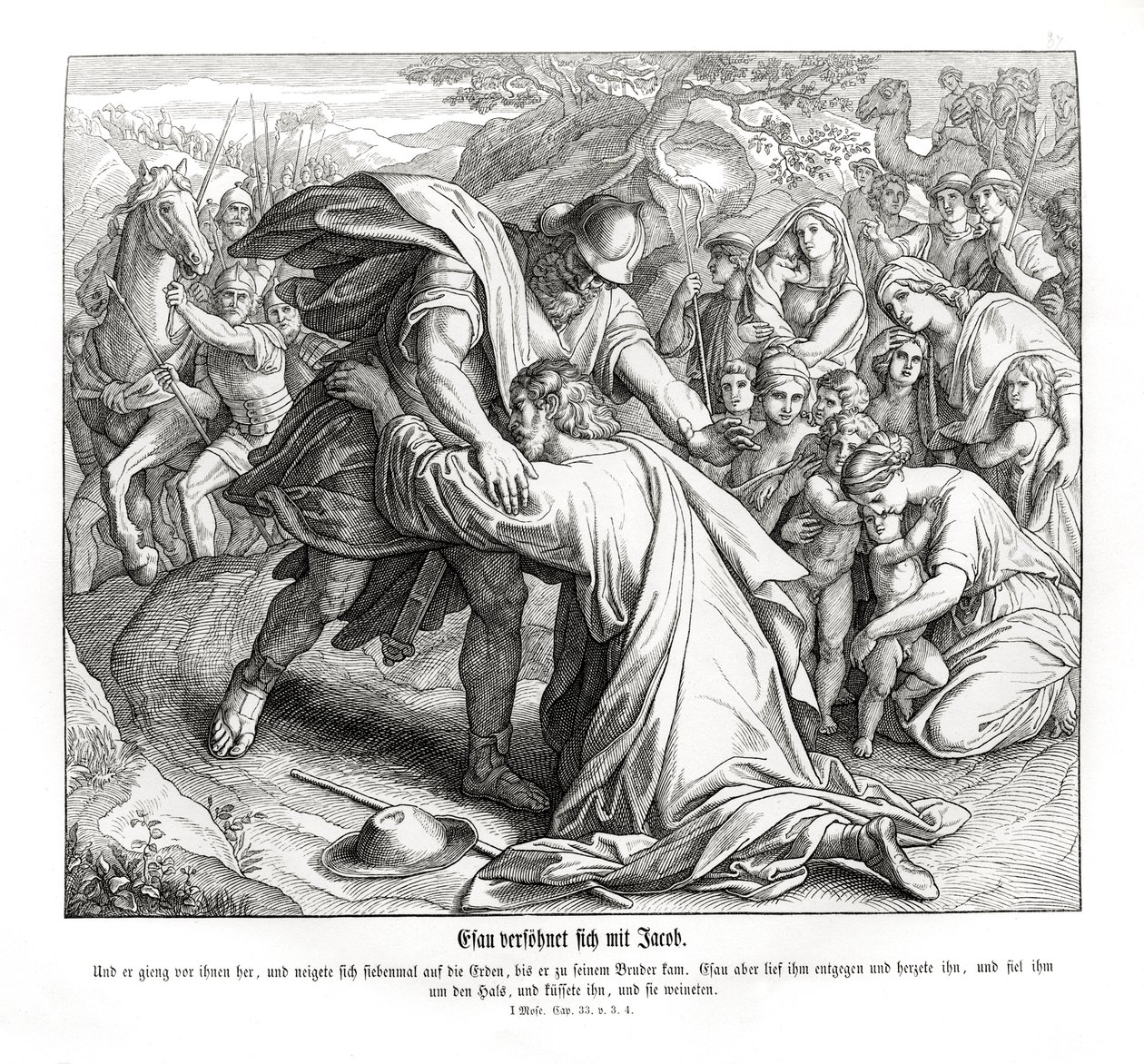 Giacobbe ed Esaù si riconciliano, Genesi da Julius Schnorr von Carolsfeld