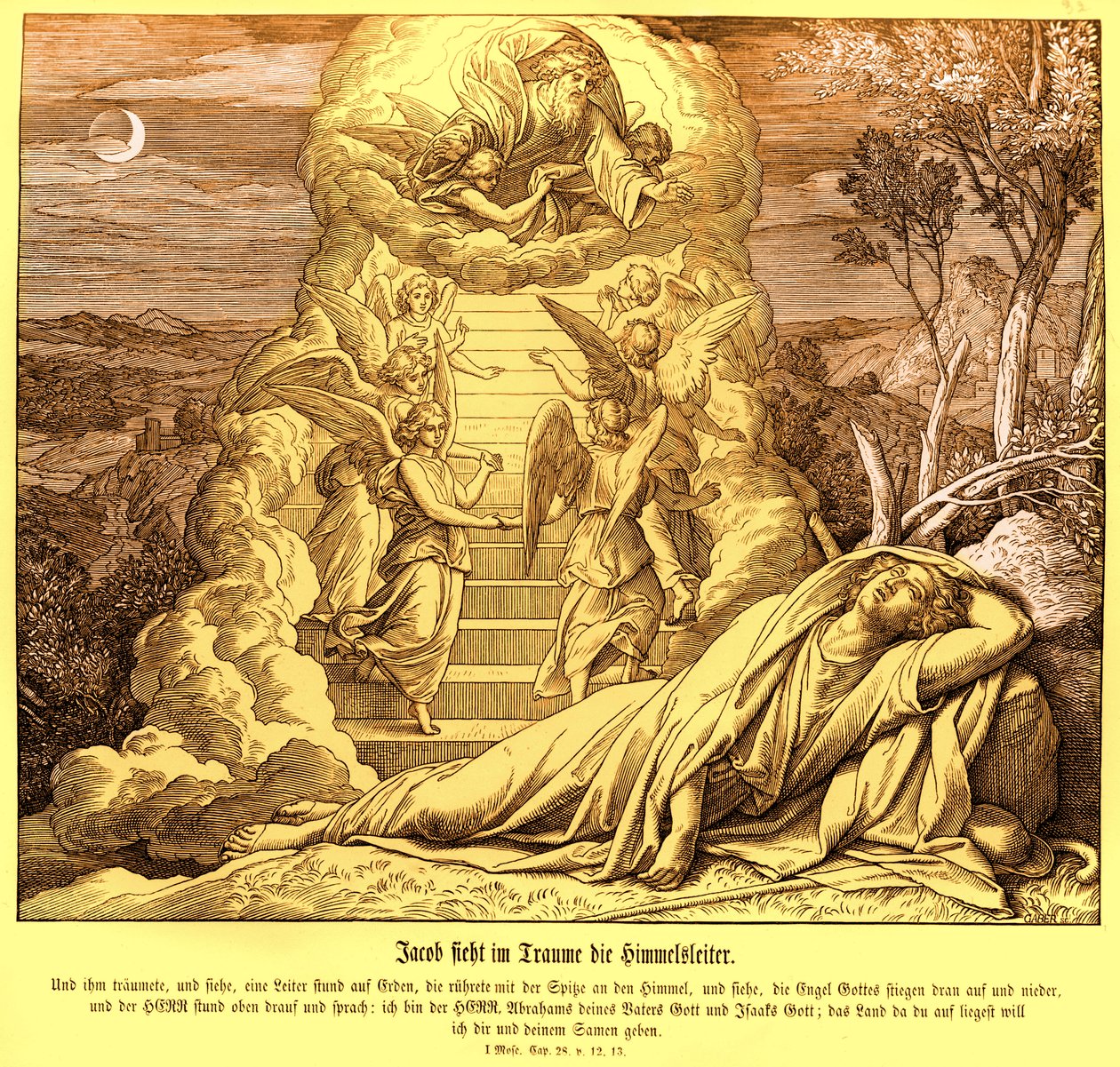 Giacobbe sogna la scala verso il cielo, Genesi da Julius Schnorr von Carolsfeld