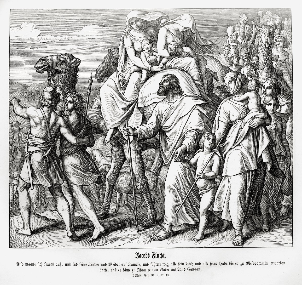La fuga di Giacobbe verso Canaan, Genesi da Julius Schnorr von Carolsfeld