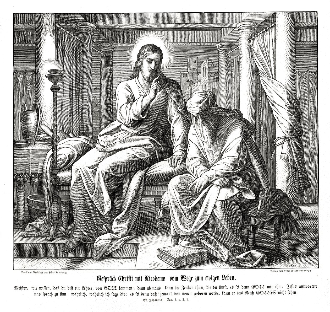 Gesù e Nicodemo, Vangelo di Giovanni da Julius Schnorr von Carolsfeld