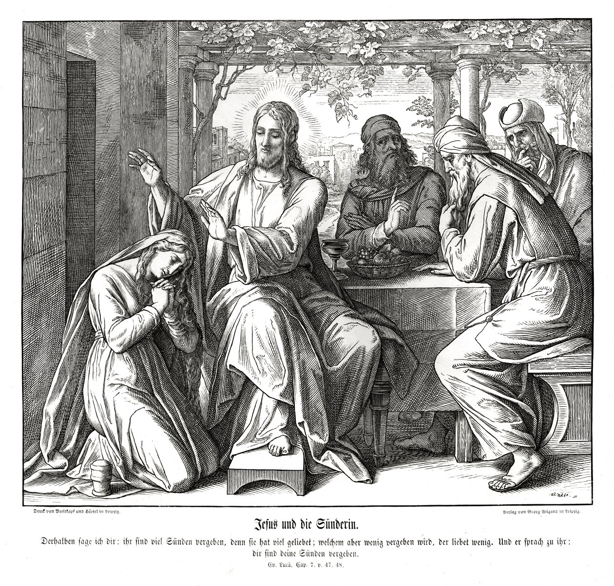 Gesù e la donna peccatrice, Vangelo di Luca da Julius Schnorr von Carolsfeld