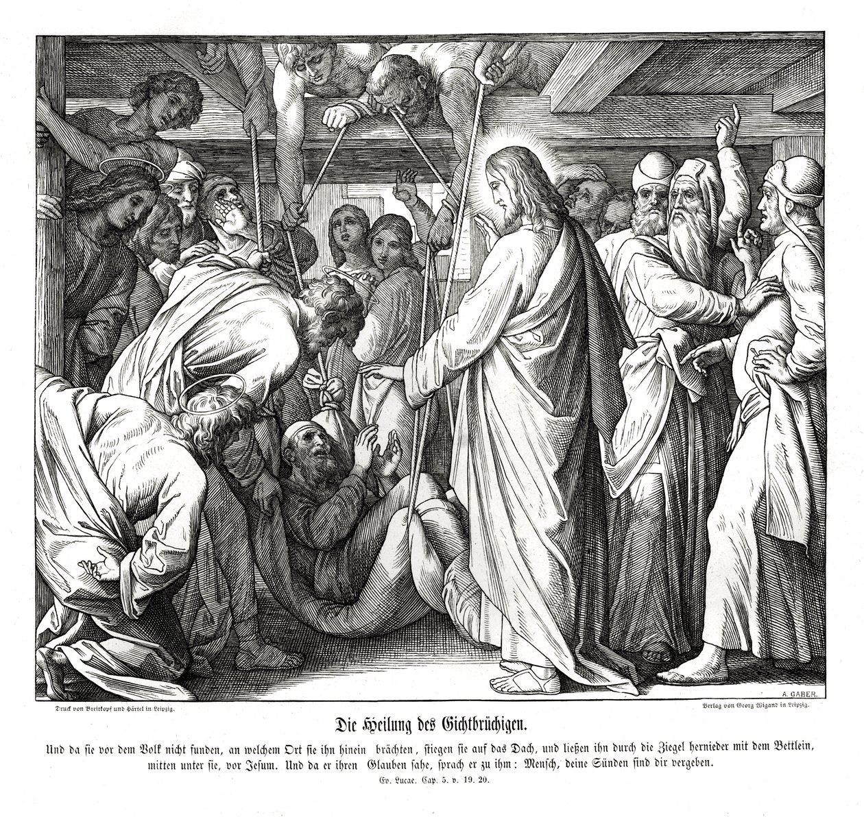 Gesù guarisce il paralitico, Vangelo di Luca da Julius Schnorr von Carolsfeld
