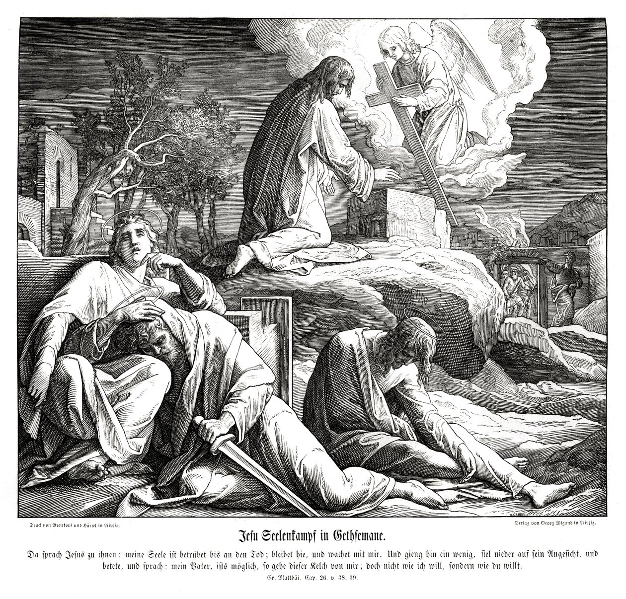 Gesù nel Giardino del Getsemani, Vangelo di Matteo da Julius Schnorr von Carolsfeld