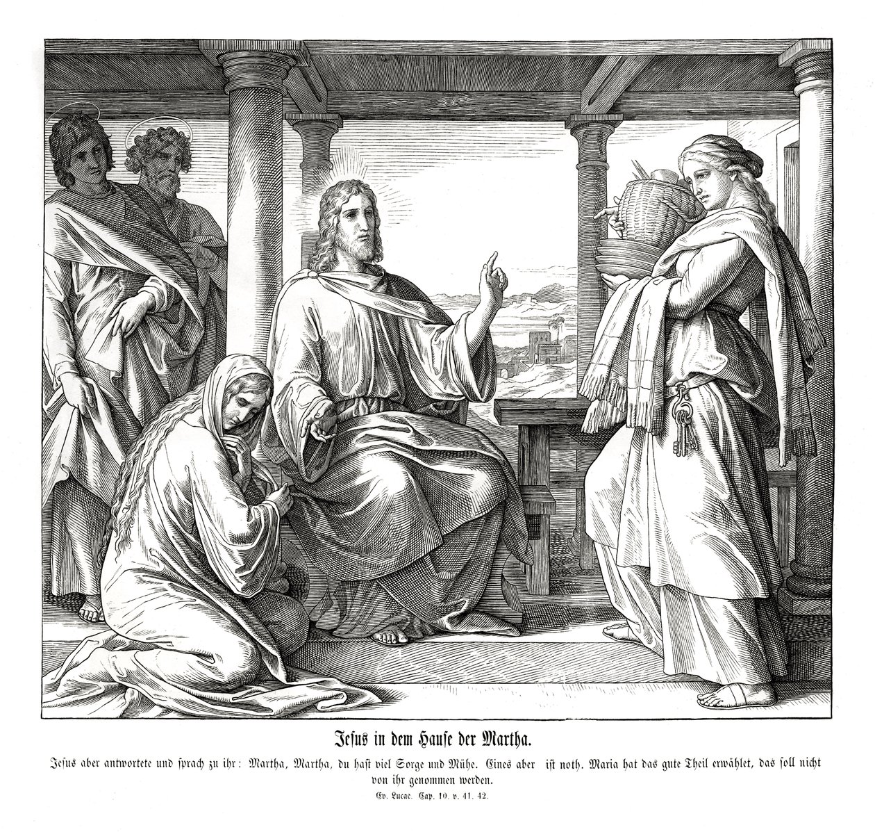 Gesù nella casa di Marta, Vangelo di Luca da Julius Schnorr von Carolsfeld
