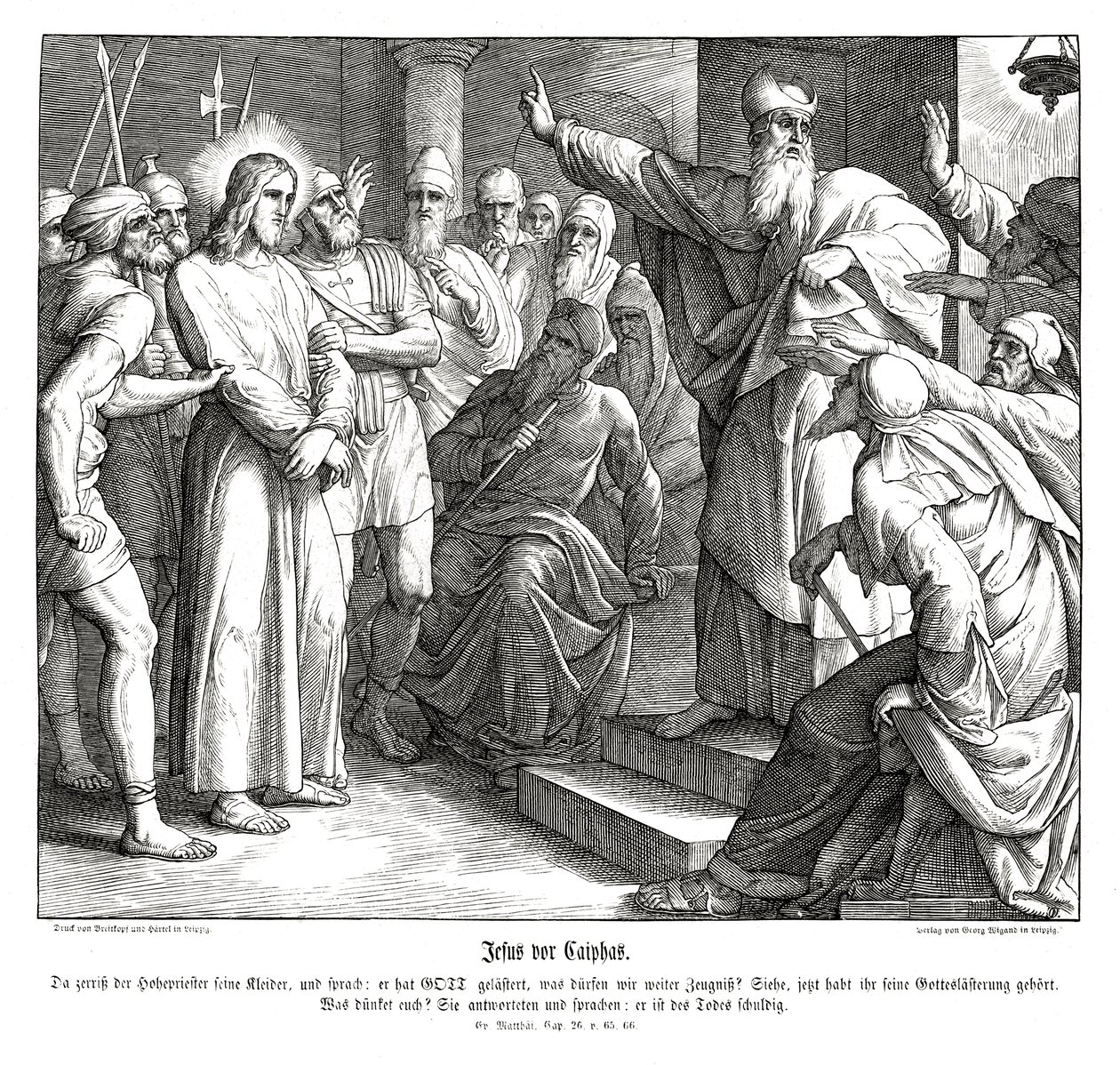 Processo di Gesù davanti a Caifa, Vangelo di Matteo da Julius Schnorr von Carolsfeld