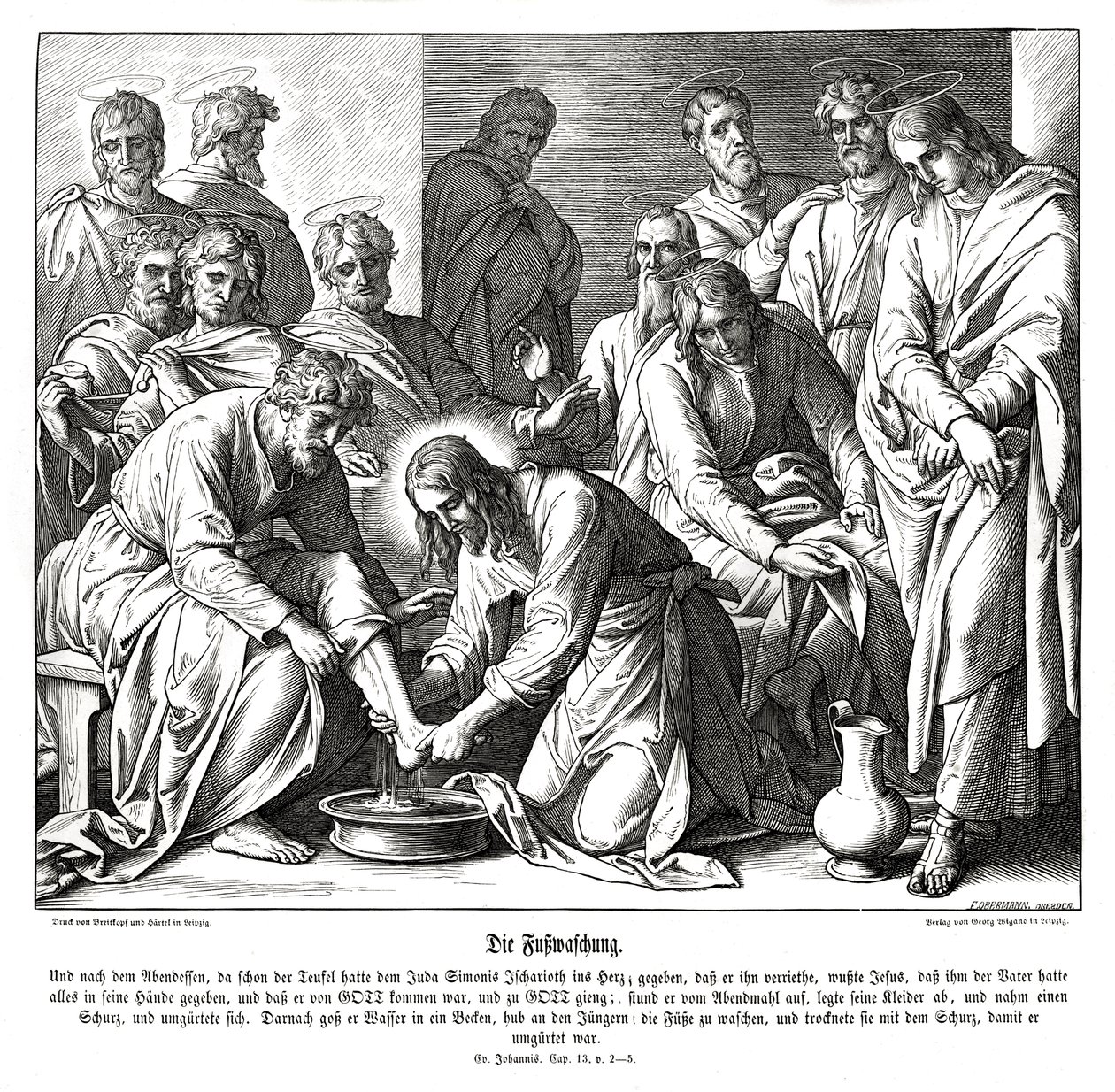 Gesù lava i piedi dei suoi discepoli, Vangelo di Giovanni da Julius Schnorr von Carolsfeld