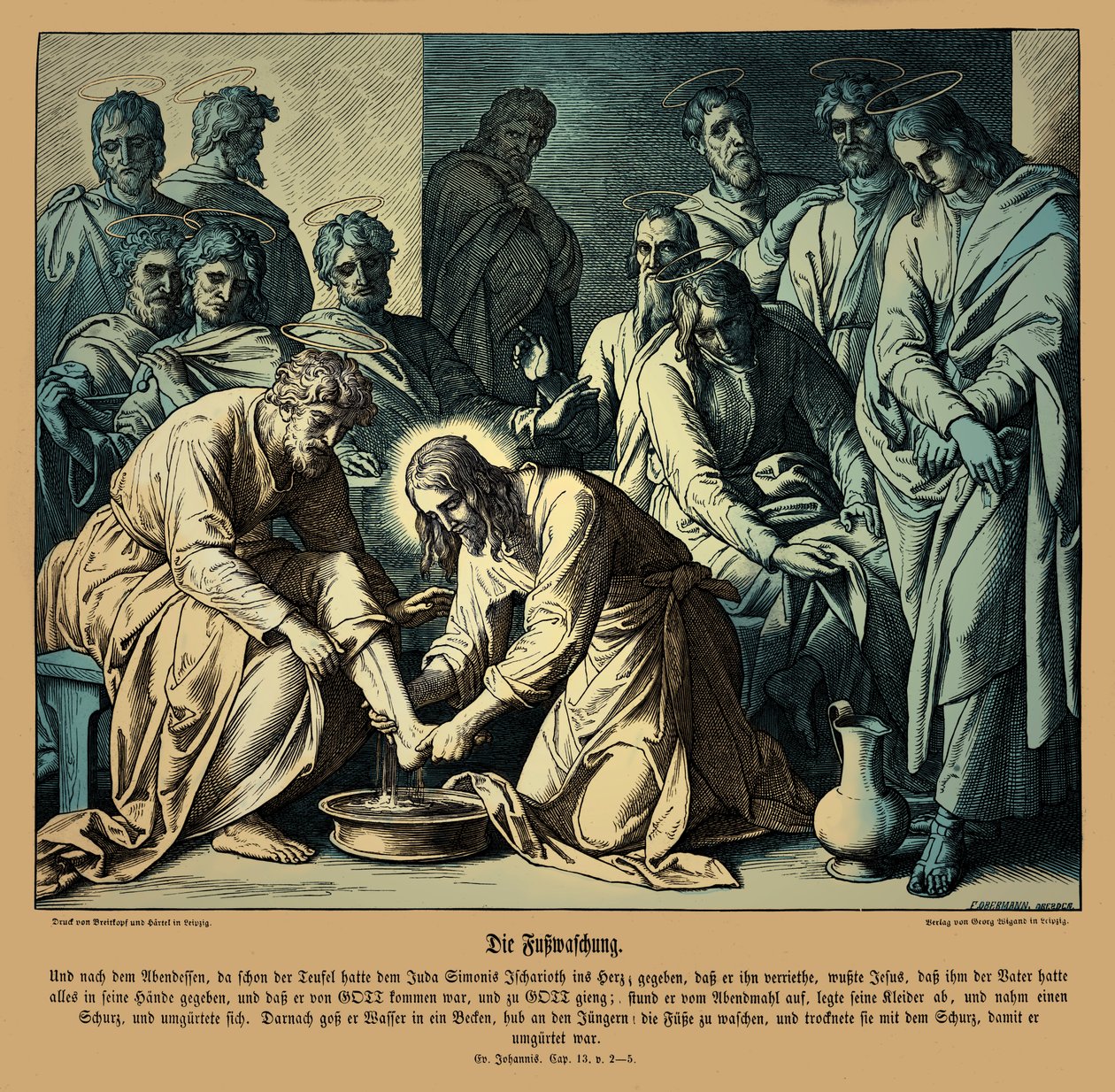 Gesù lava i piedi ai suoi discepoli, Vangelo di Giovanni da Julius Schnorr von Carolsfeld