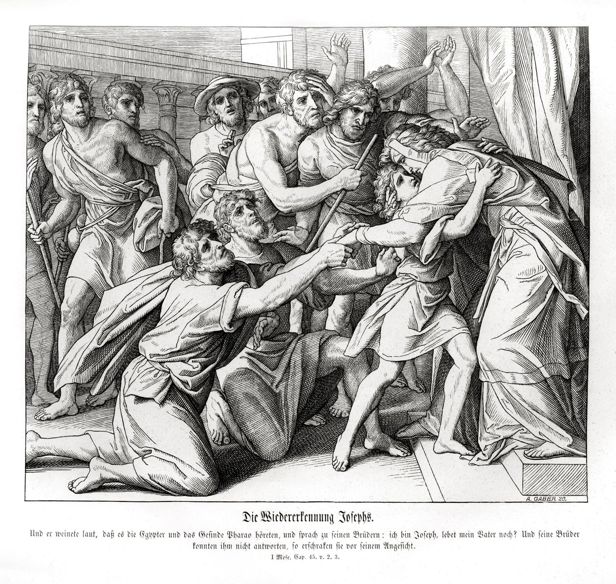 Giuseppe è riconosciuto dai suoi fratelli, Genesi da Julius Schnorr von Carolsfeld