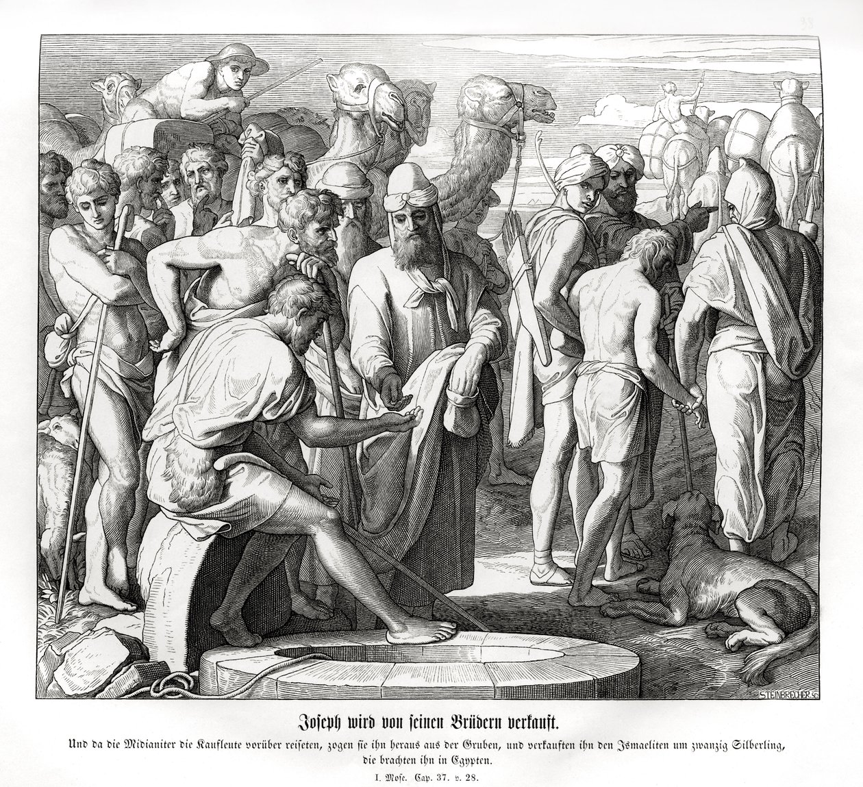 Giuseppe è venduto dai suoi fratelli, Genesi da Julius Schnorr von Carolsfeld