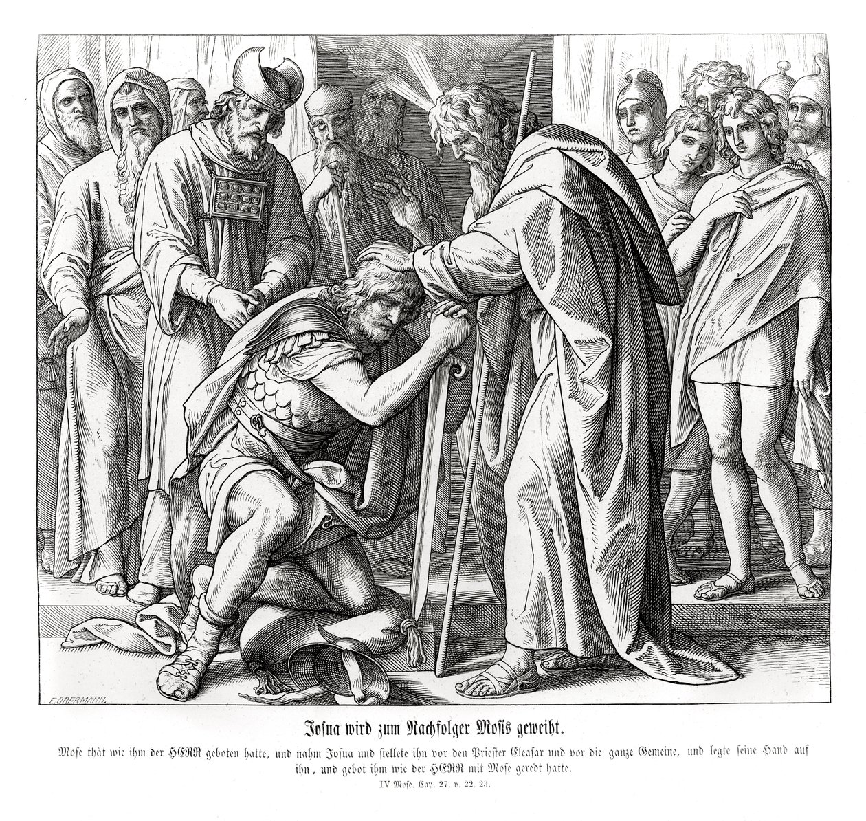 Giosuè è nominato successore di Mosè, Numeri da Julius Schnorr von Carolsfeld