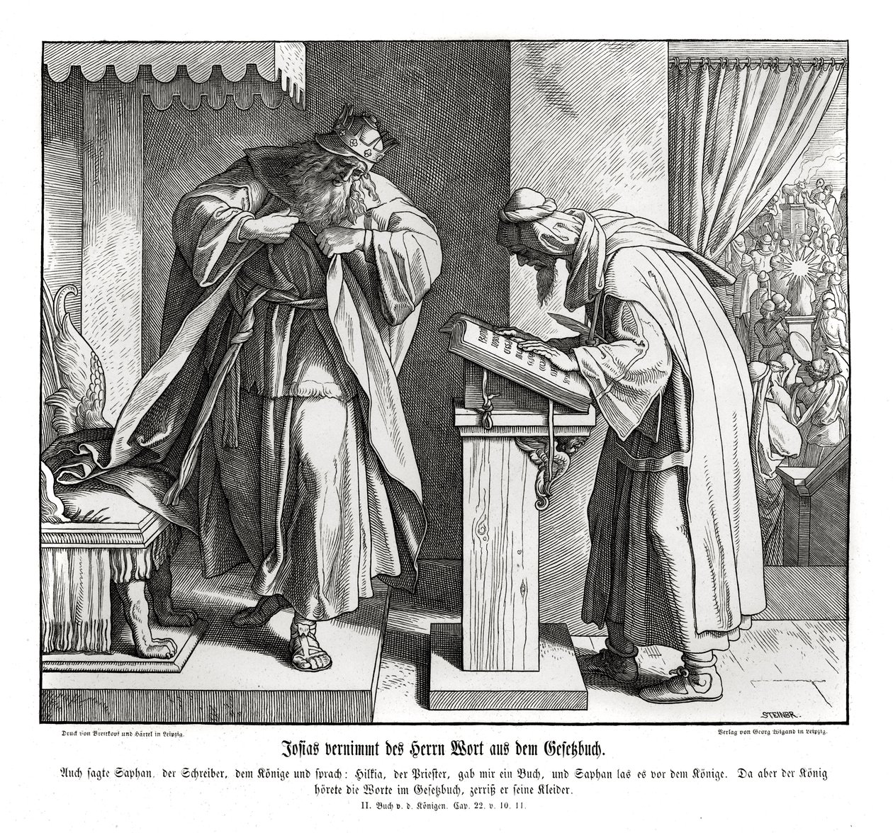 Giosia ascolta la parola della legge, 2 Re da Julius Schnorr von Carolsfeld