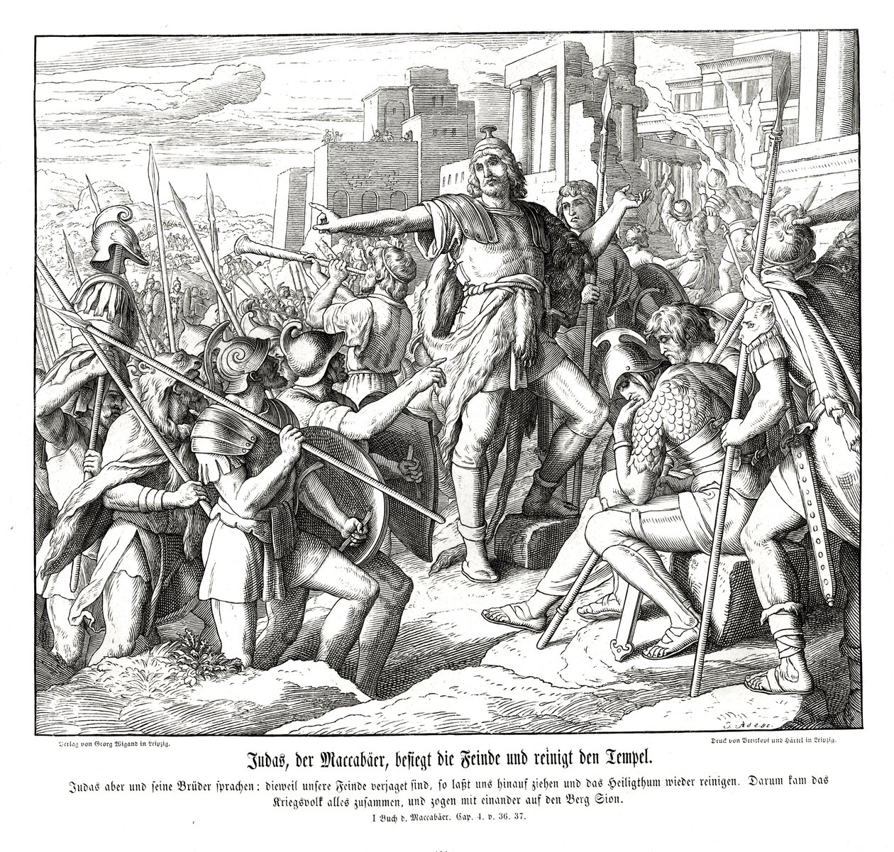 Giuda Maccabeo sconfigge i suoi nemici da Julius Schnorr von Carolsfeld