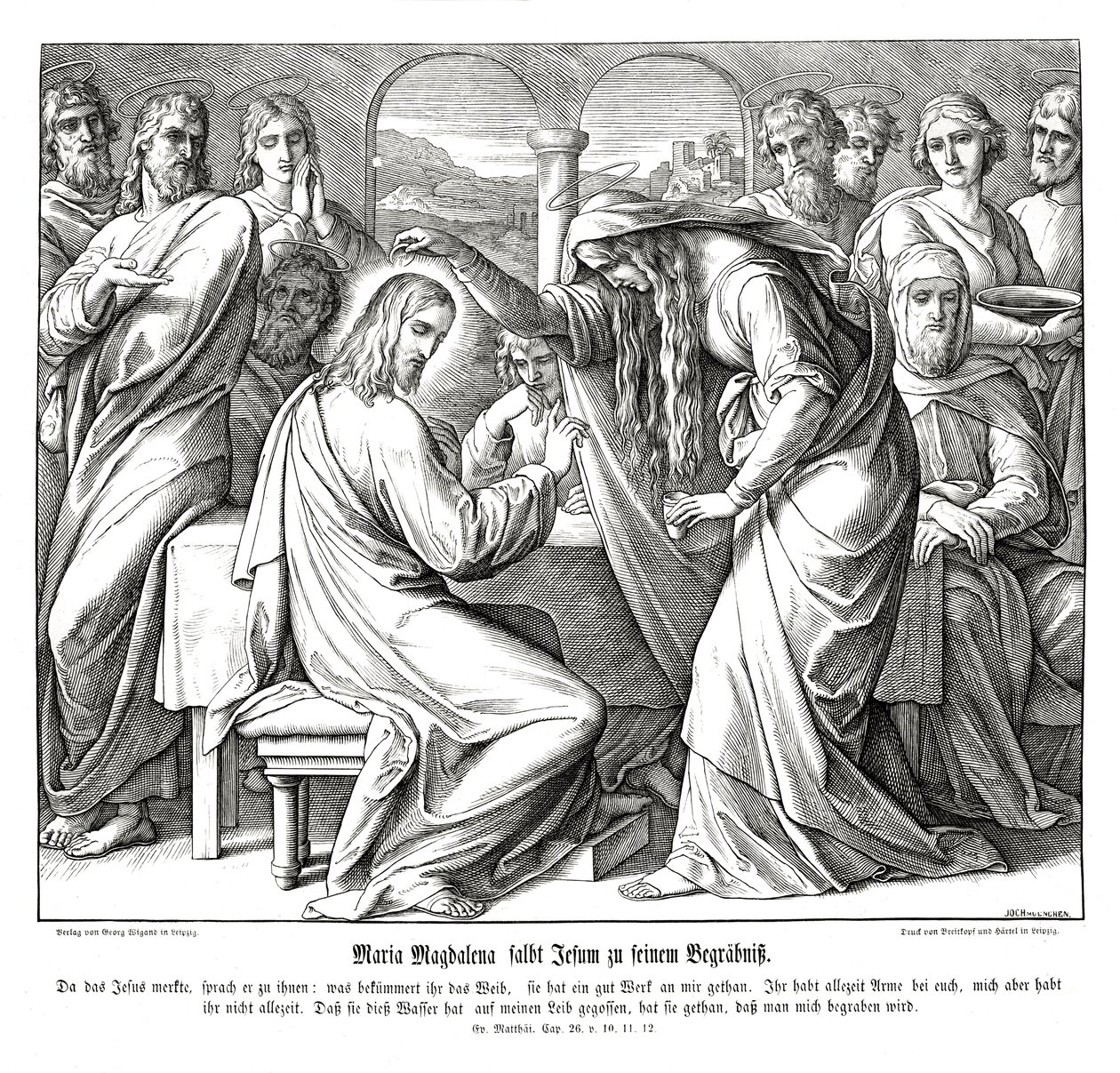 Maria Maddalena unge Gesù, Vangelo di Matteo da Julius Schnorr von Carolsfeld
