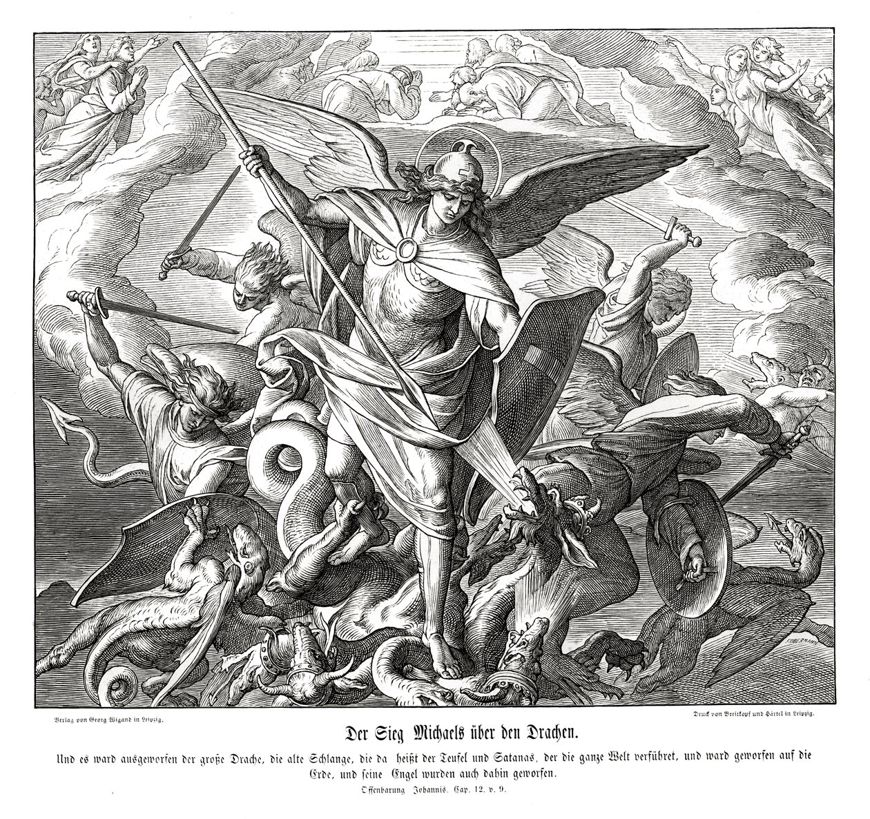 La vittoria di Michele sul drago, Apocalisse da Julius Schnorr von Carolsfeld