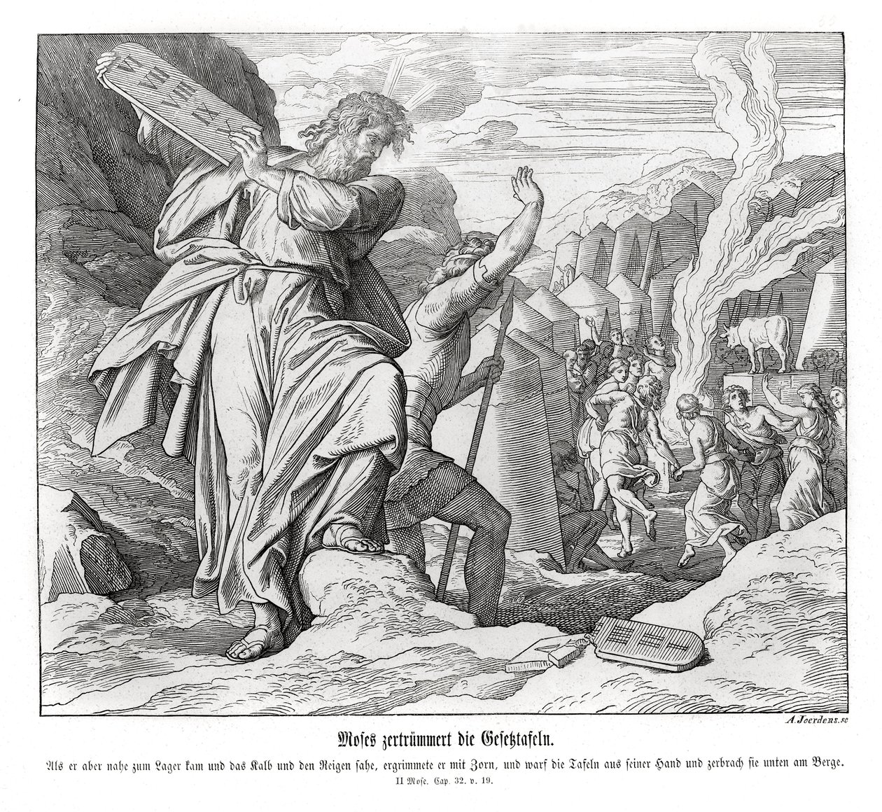 Mosè rompe le tavole della legge, Esodo da Julius Schnorr von Carolsfeld