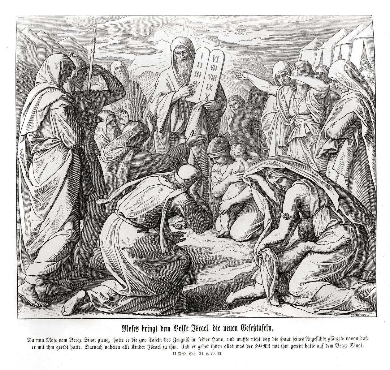 Mosè consegna i comandamenti, Esodo da Julius Schnorr von Carolsfeld