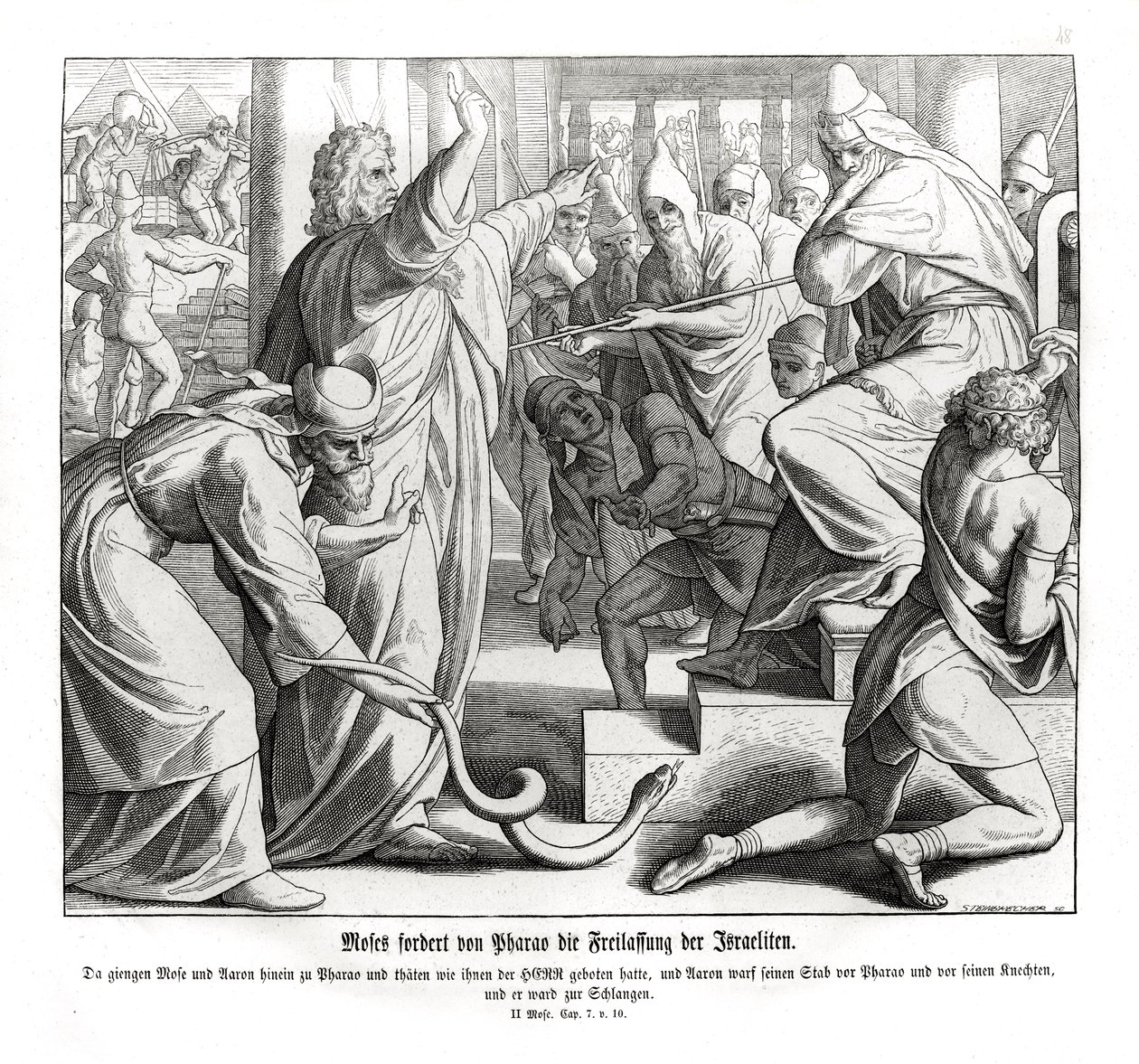Mosè chiede la liberazione degli Israeliti, Esodo da Julius Schnorr von Carolsfeld