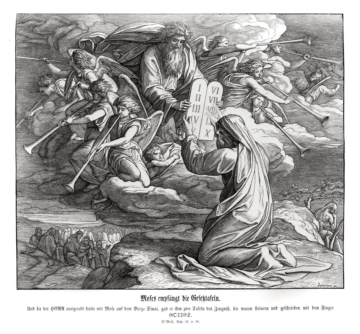 Mosè riceve i comandamenti, Esodo da Julius Schnorr von Carolsfeld