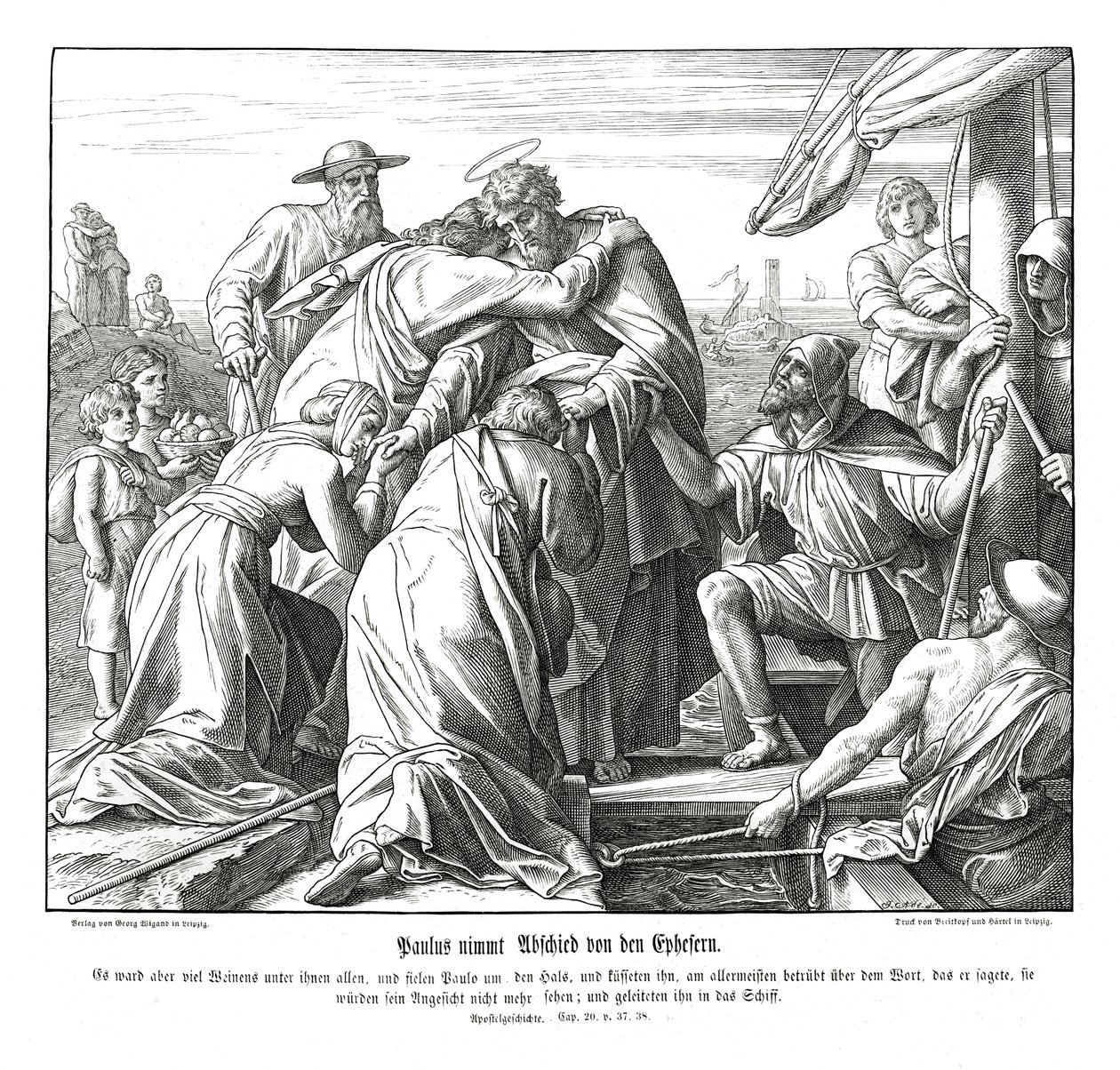 Paolo lascia gli Efesini, Atti degli Apostoli da Julius Schnorr von Carolsfeld