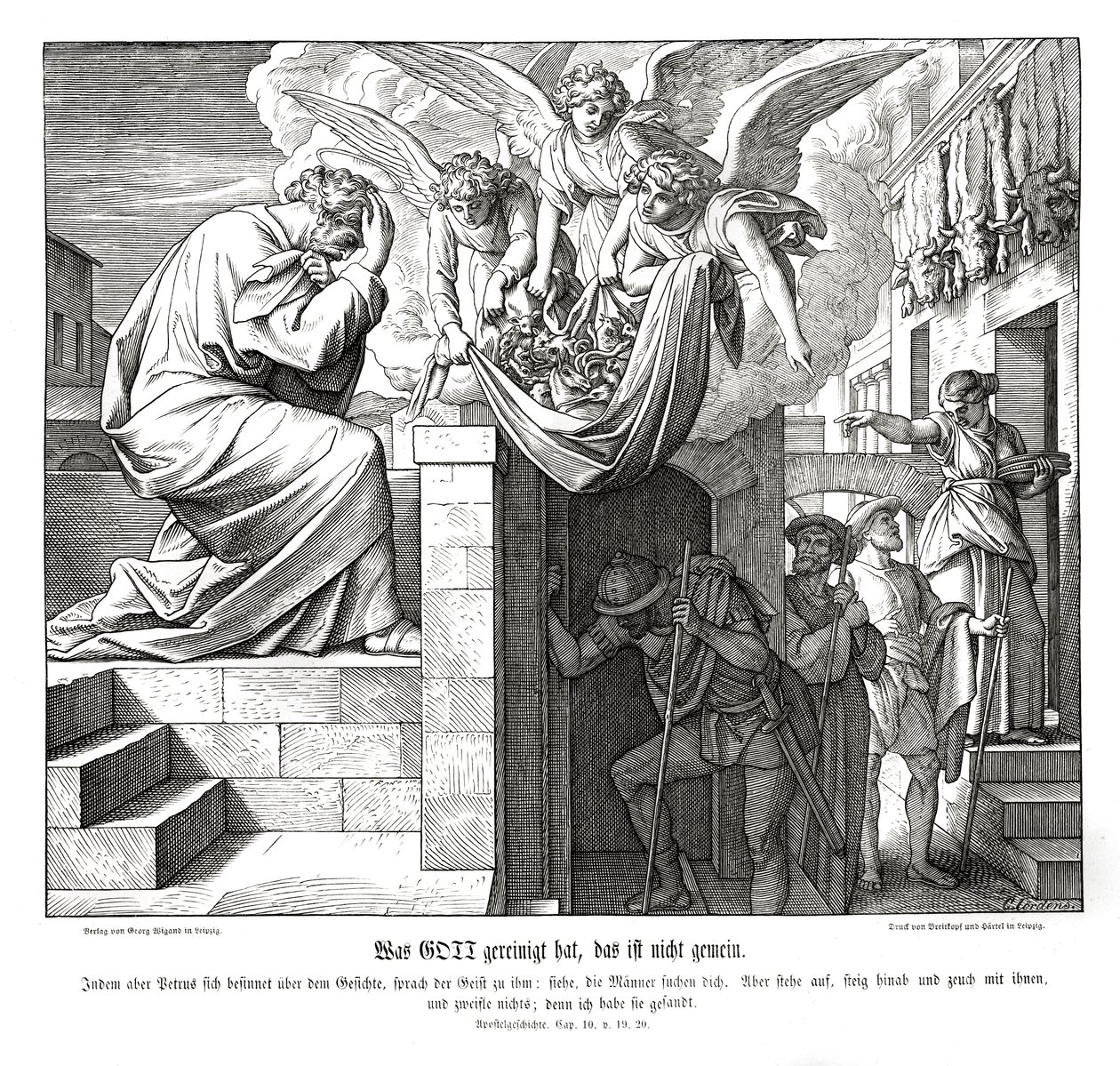 Pietro e gli uomini di Cornelio, Atti degli Apostoli da Julius Schnorr von Carolsfeld