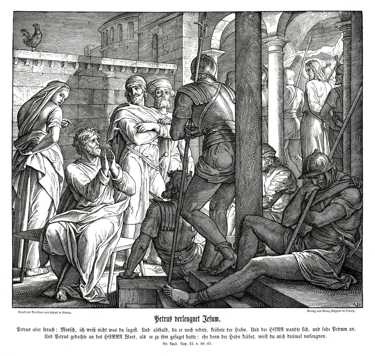 Pietro nega Gesù, Vangelo di Luca da Julius Schnorr von Carolsfeld