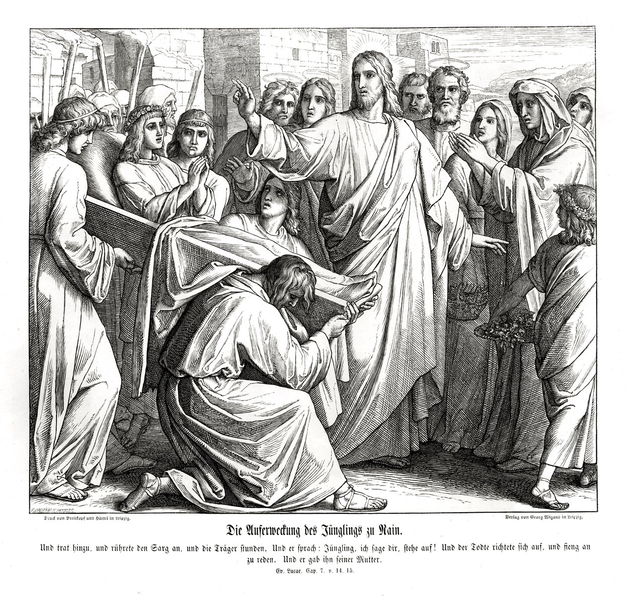 Resurrezione del ragazzo di Nain, Vangelo di Luca da Julius Schnorr von Carolsfeld
