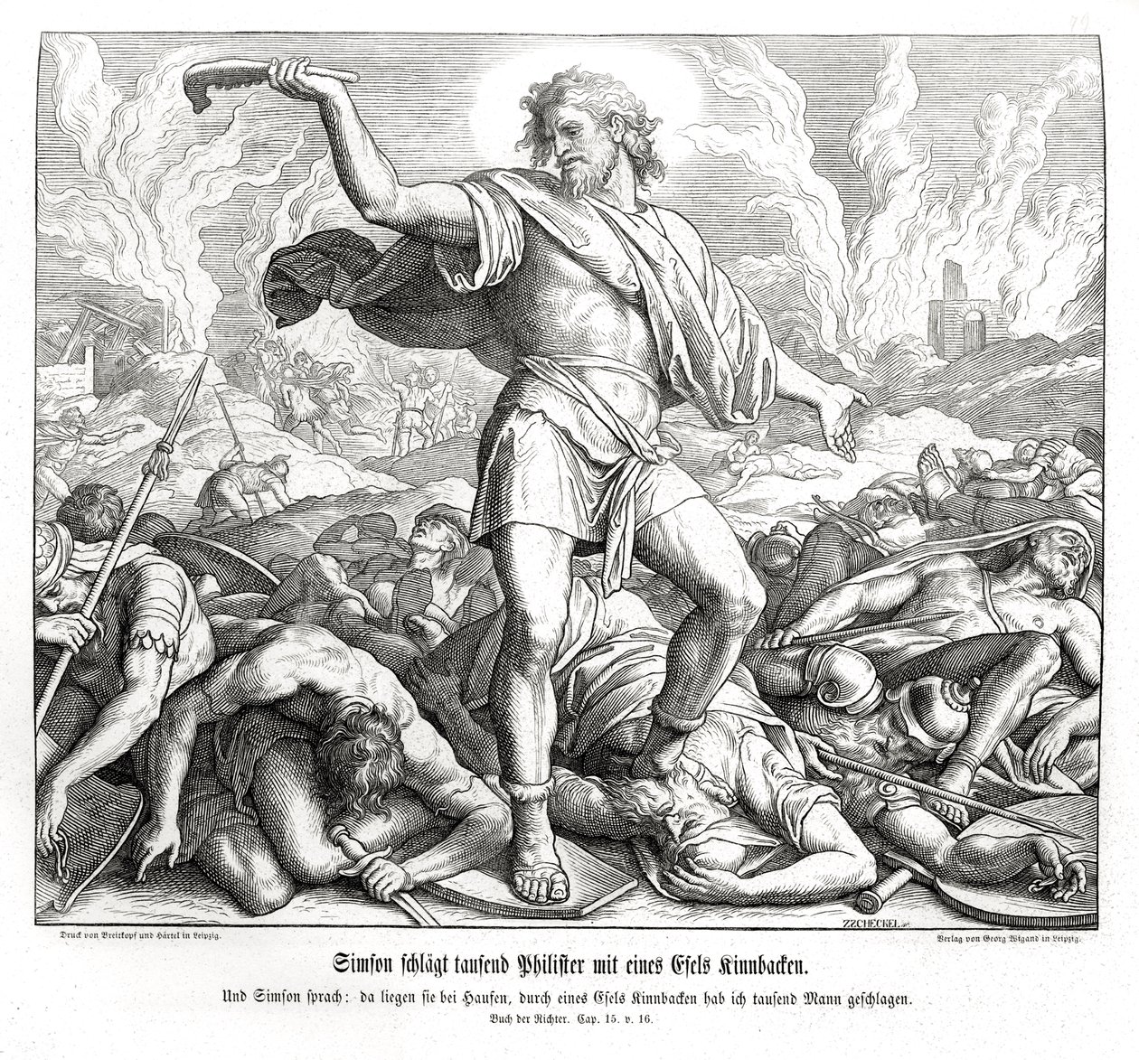 Sansone uccide mille Filistei, Giudici da Julius Schnorr von Carolsfeld