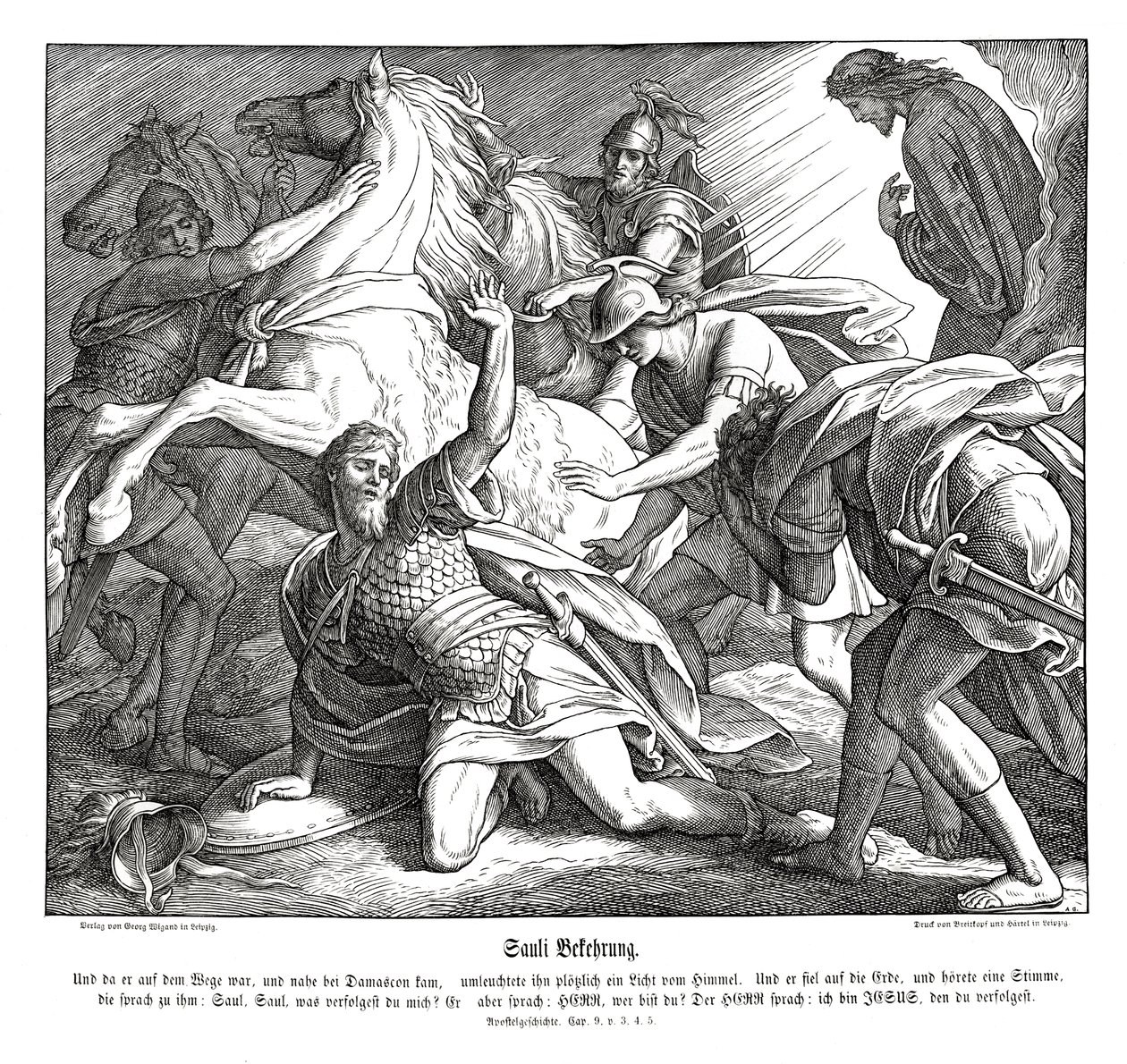 Saulo sulla via di Damasco, Atti degli Apostoli da Julius Schnorr von Carolsfeld