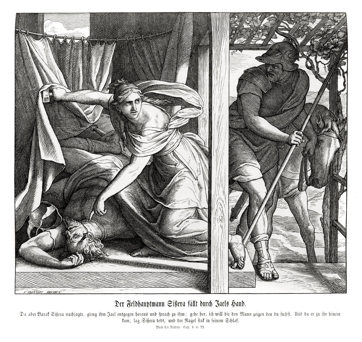 Sisera è ucciso da Jael, Giudici da Julius Schnorr von Carolsfeld