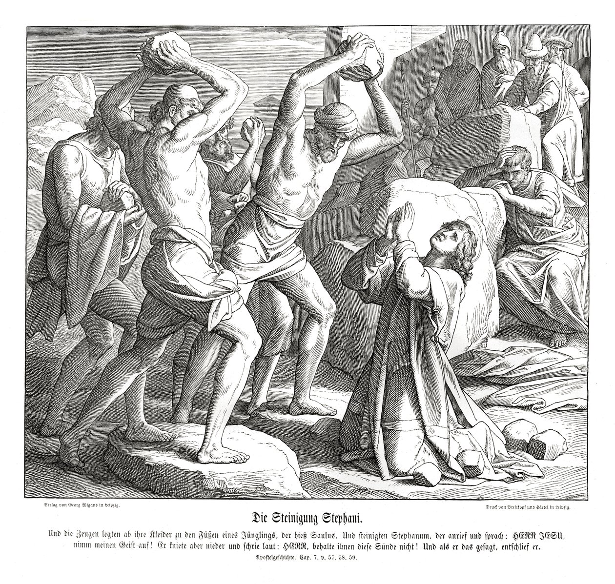 Lapidazione di Stefano, Atti degli Apostoli da Julius Schnorr von Carolsfeld
